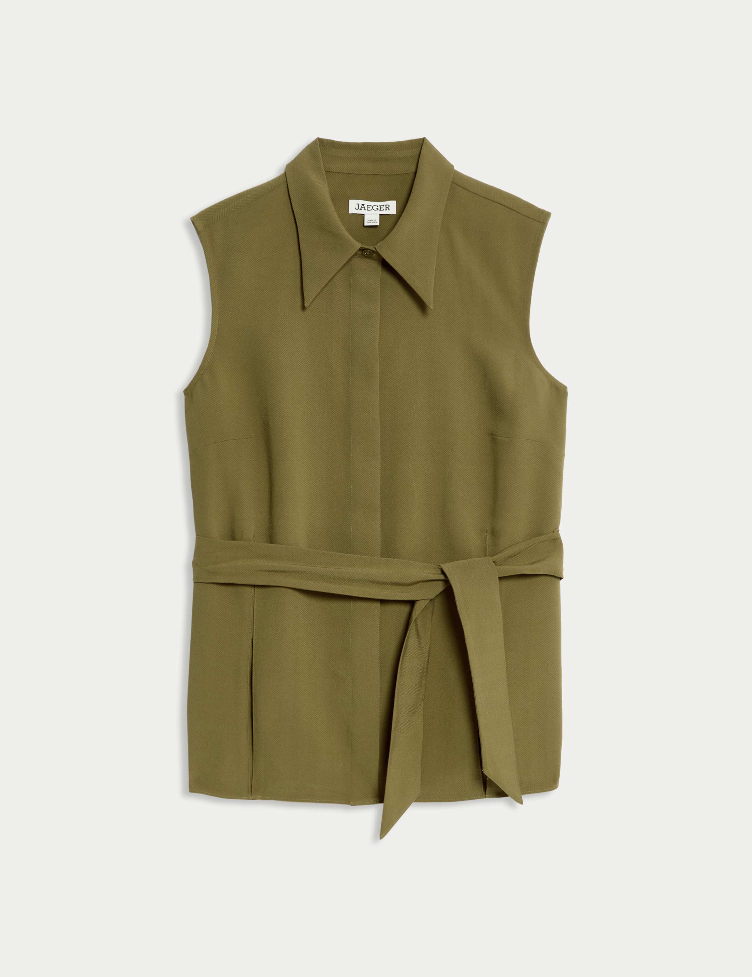 Godet Herringbone Sleeveless  Shirt