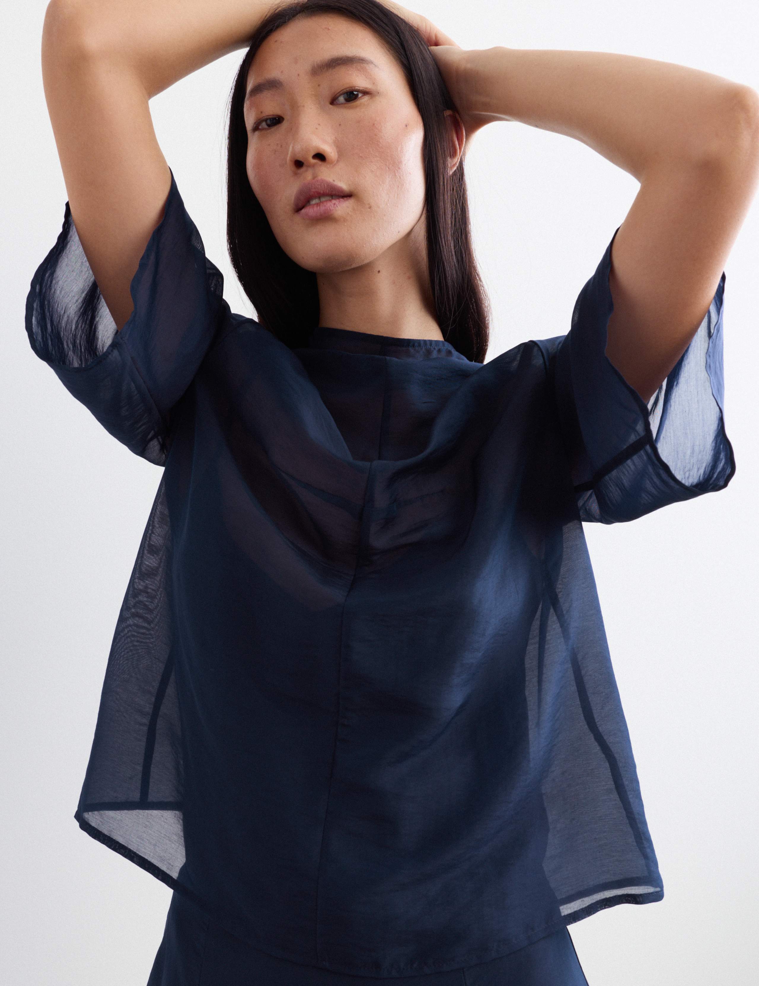 Organza Funnel Neck Top