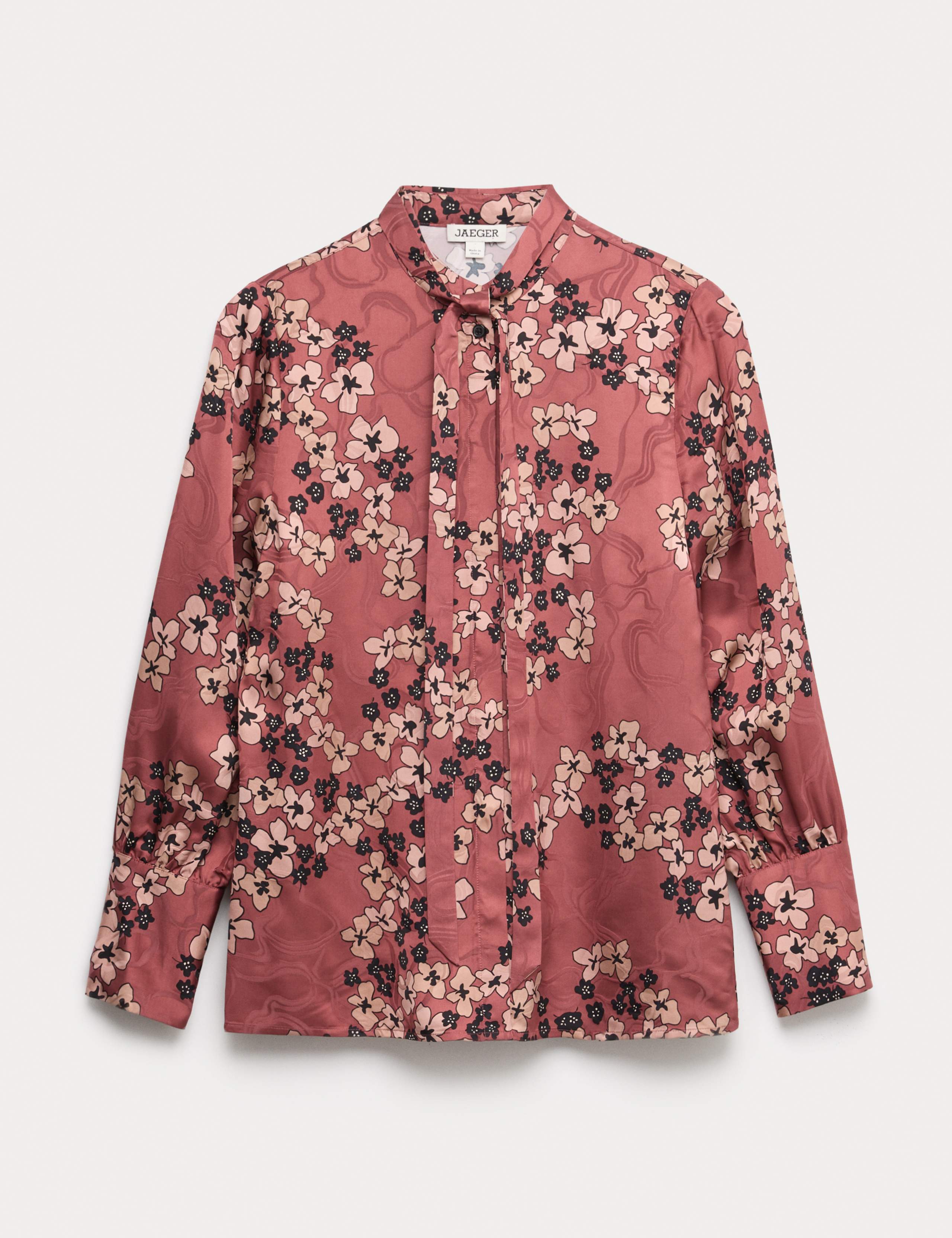 Floral Print Jacquard Collared Blouse