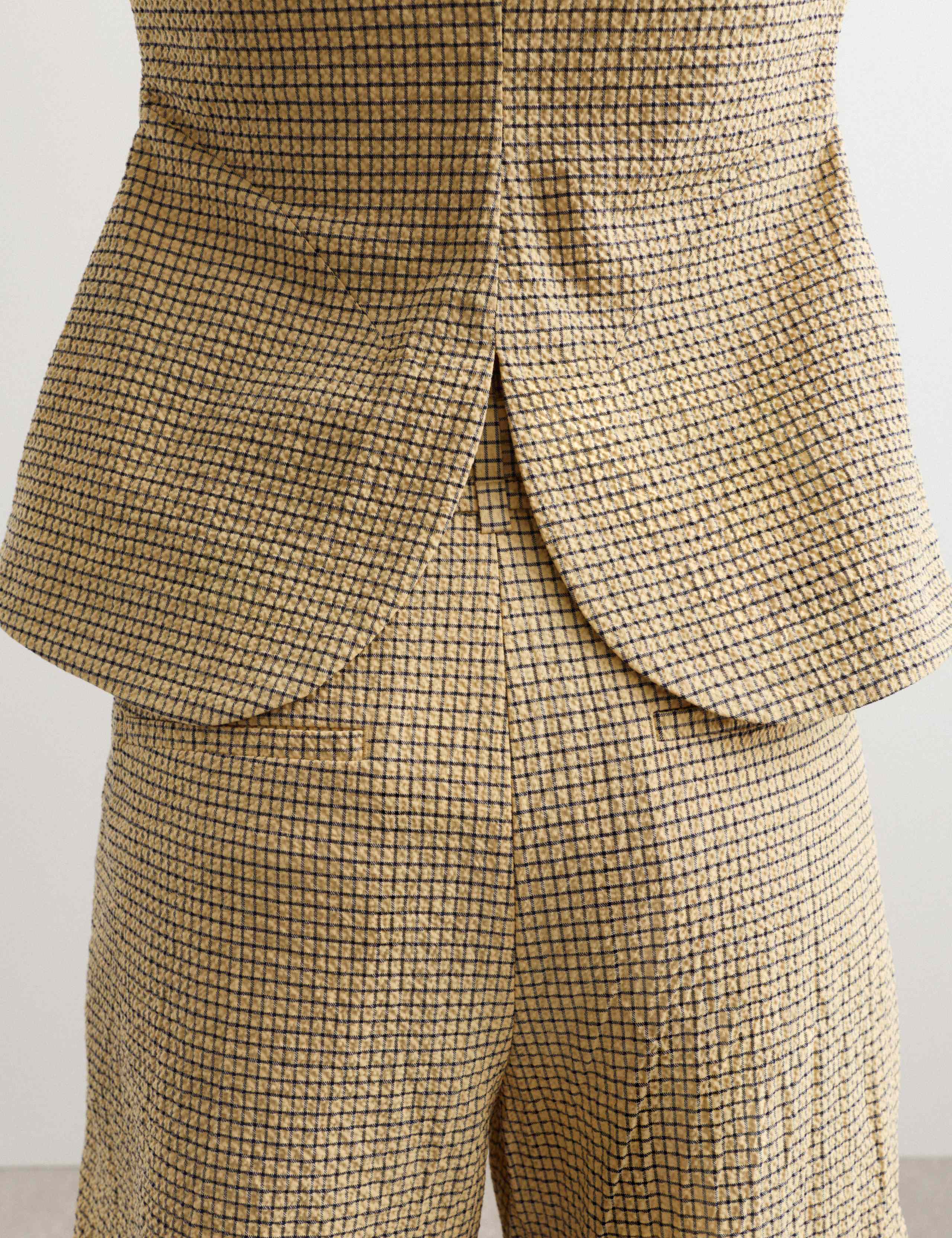 Cotton Rich Checked Seersucker Waistcoat & Trousers Set 5 of 6