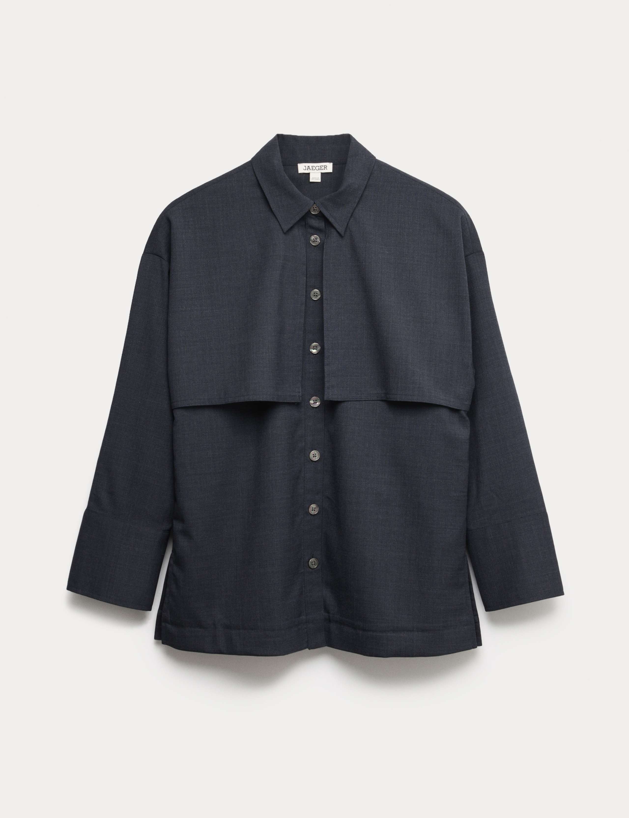 Wool Blend Collared Trench Shirt