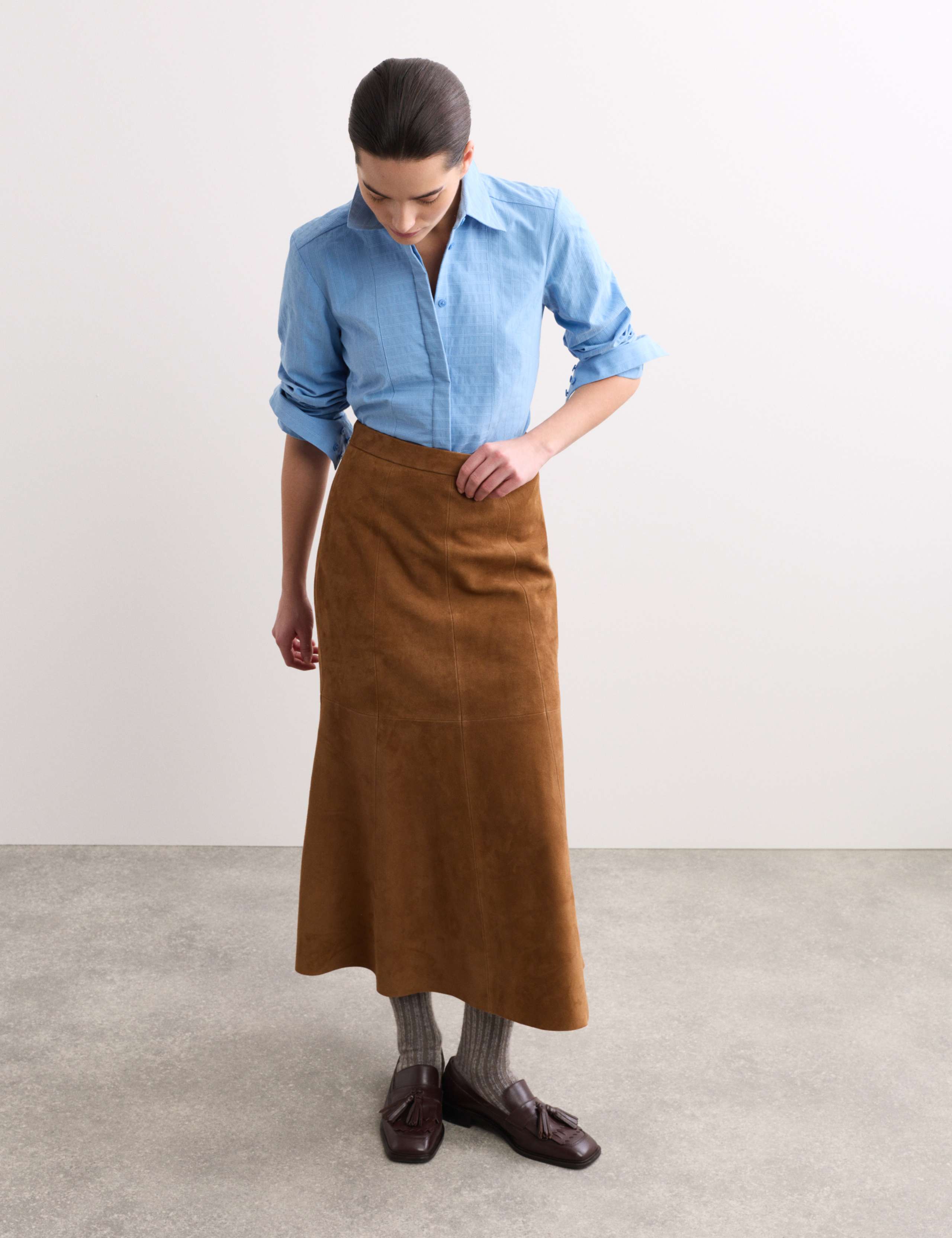 Pure Cotton Textured Striped Collared Shirt