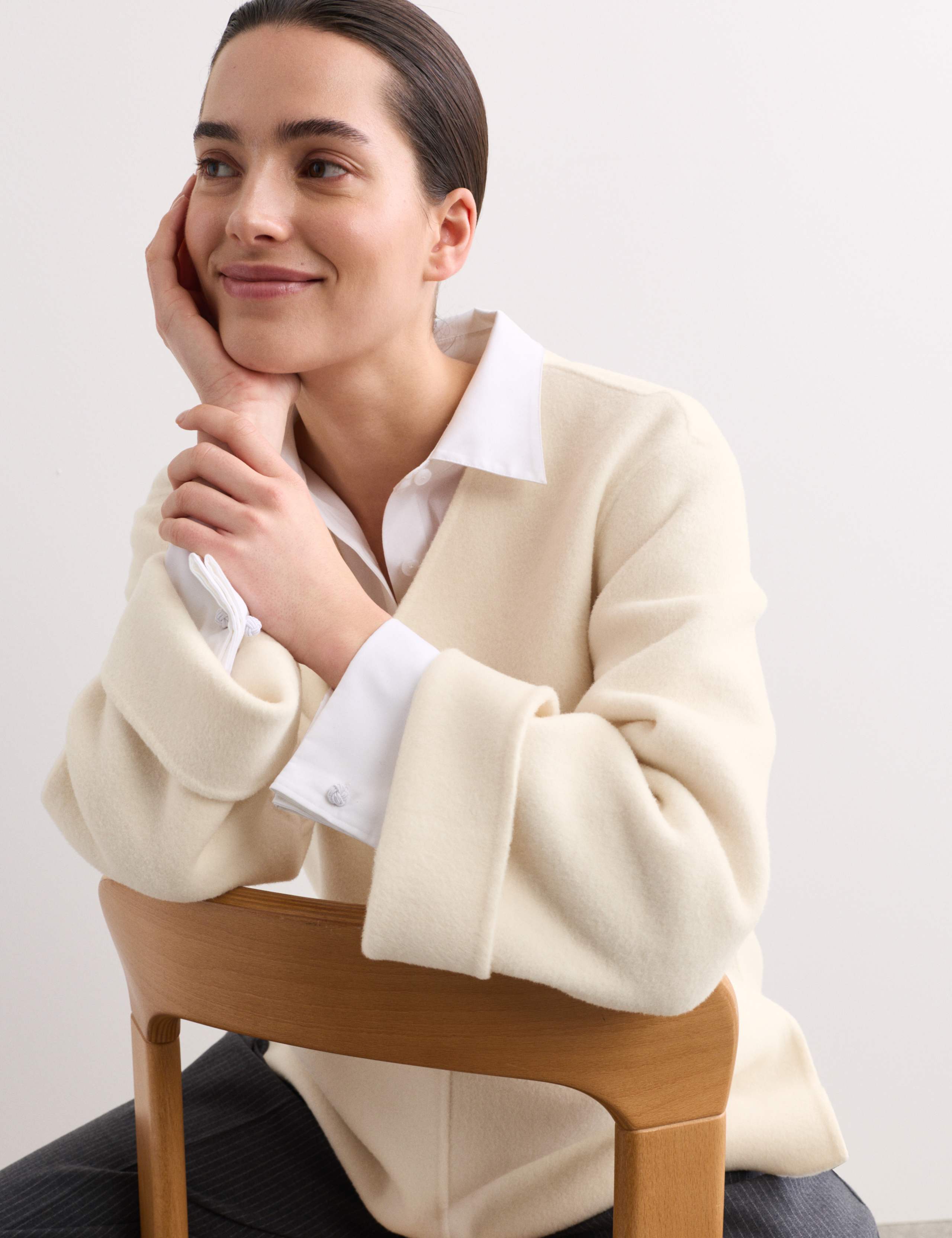 Pure Wool Double Faced V-Neck Relaxed Tunic