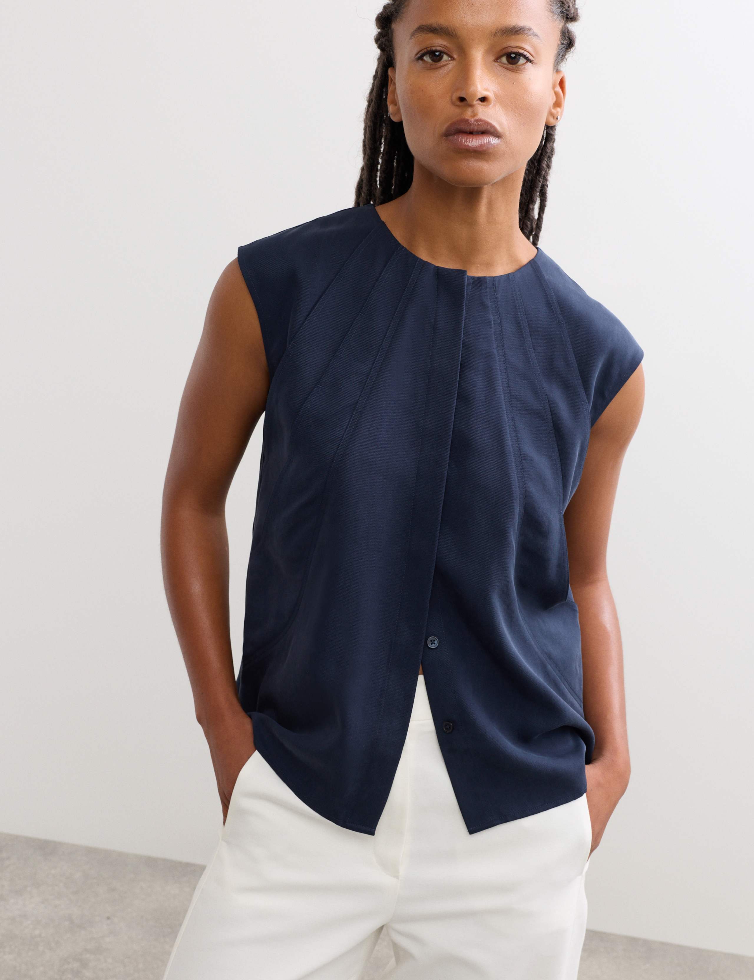 Pure Lyocell Pleat Detail Top
