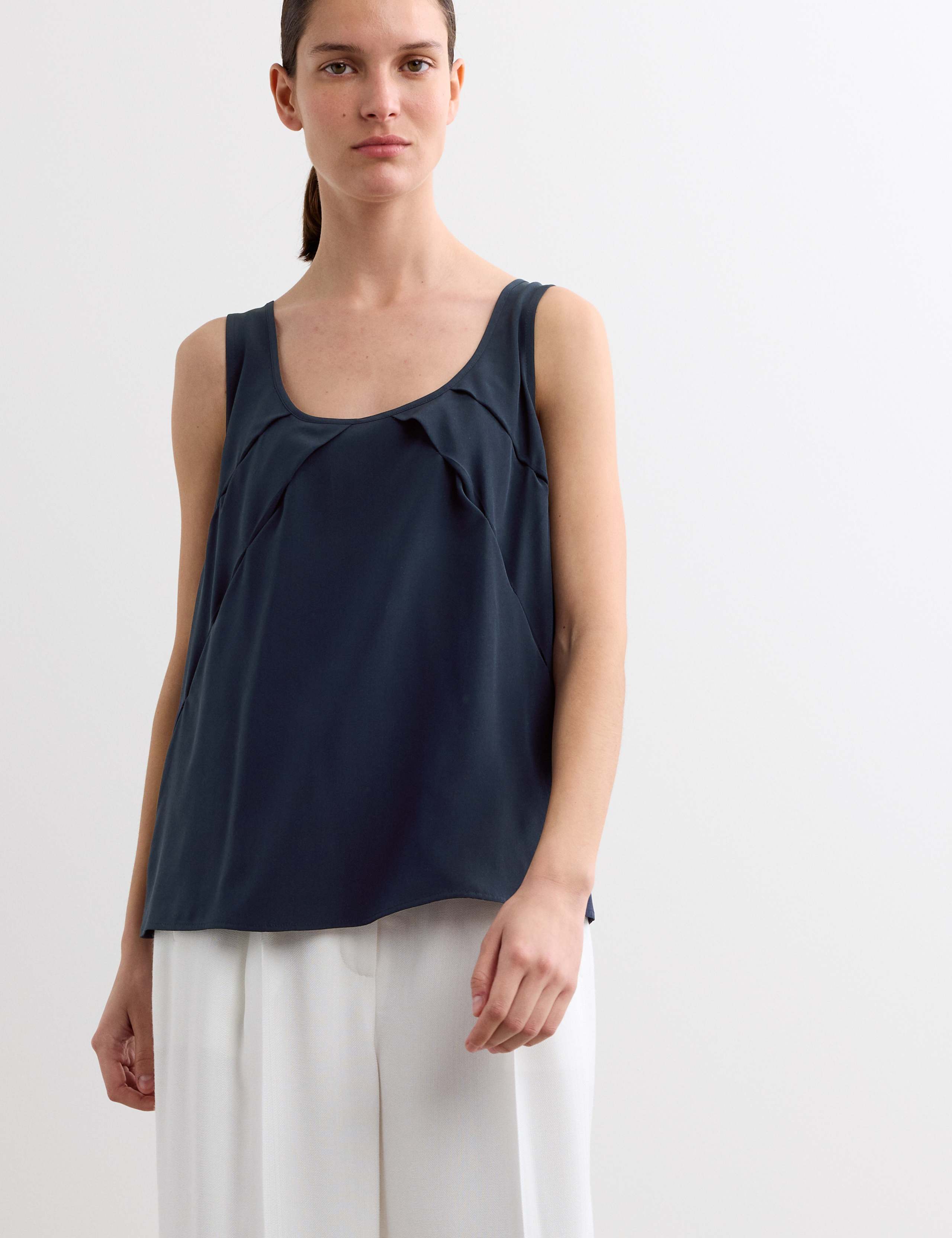 Pure Silk Sculpted Detail Shell Top