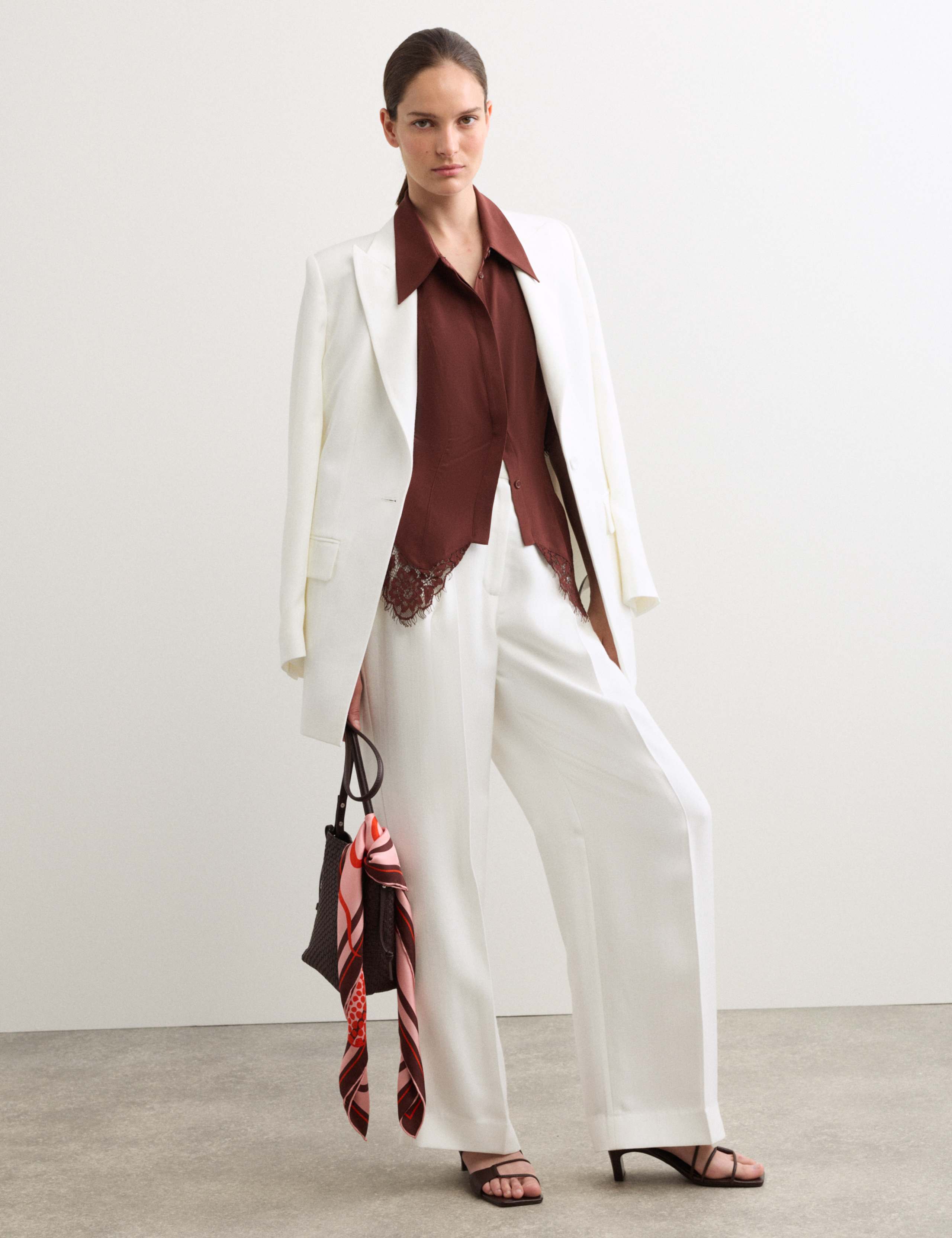 Pure Silk Lace Insert Shirt & Skirt Set 6 of 6