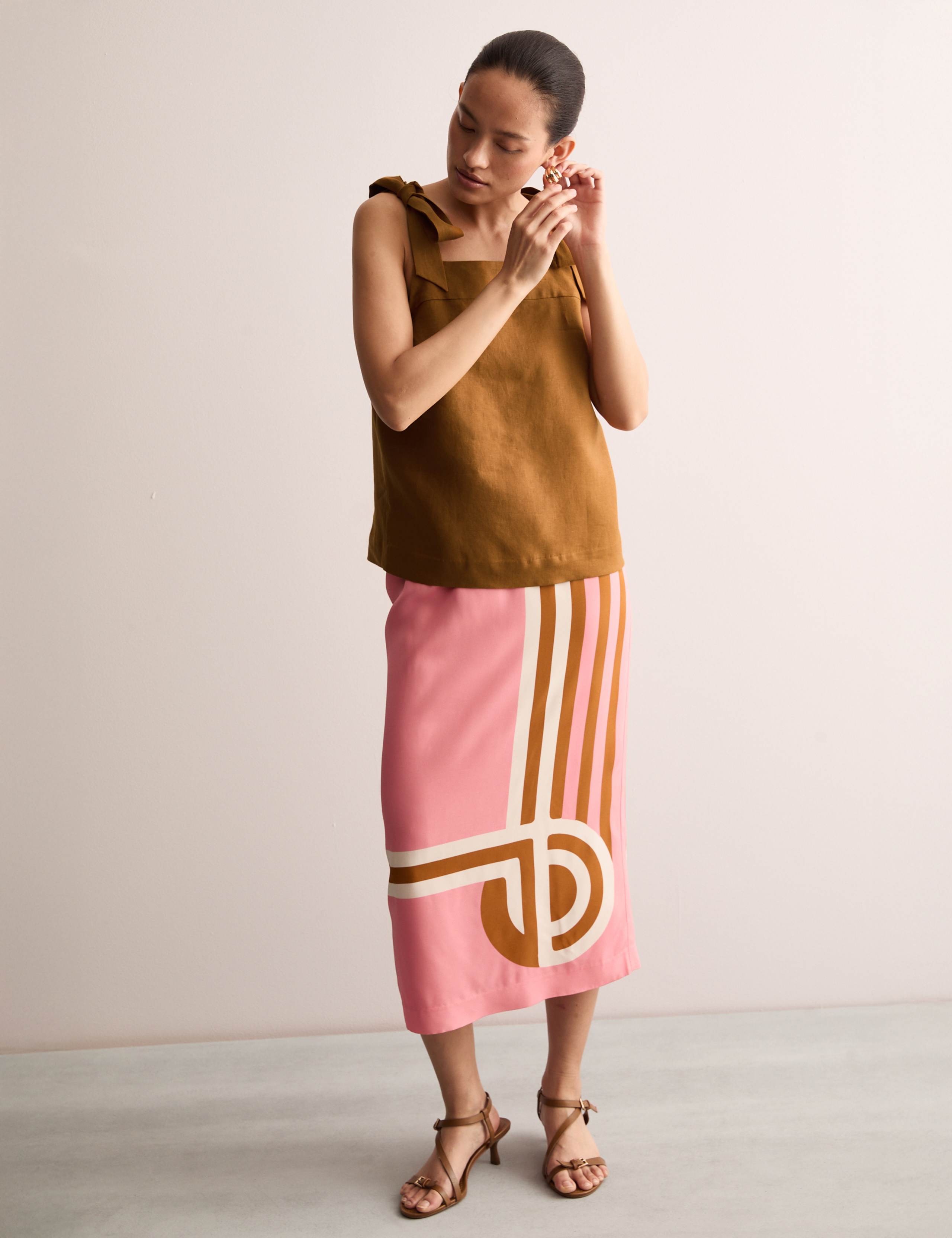 Pure Linen Square Neck Tie Strap Top