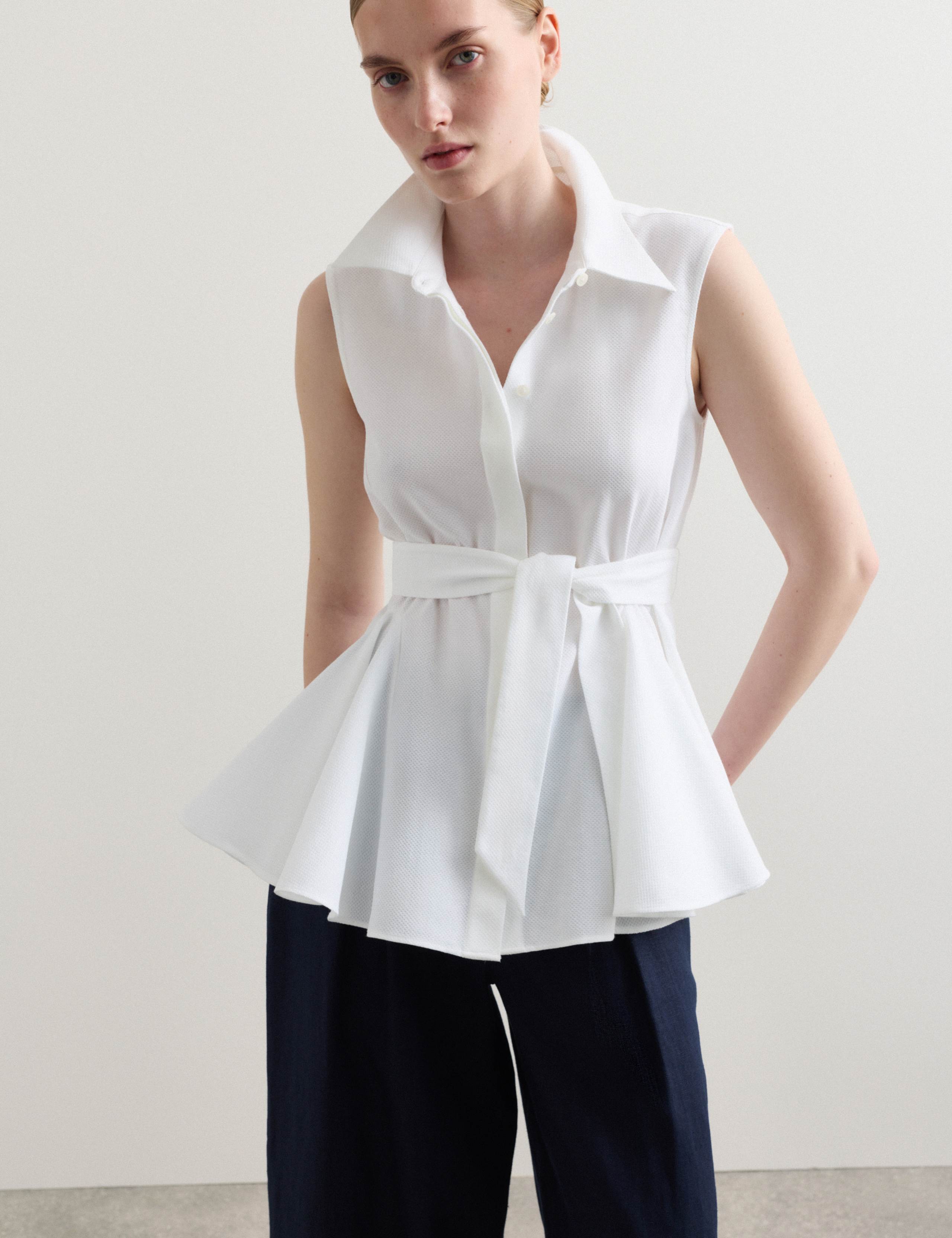 Pure Cotton Tie Front Blouse