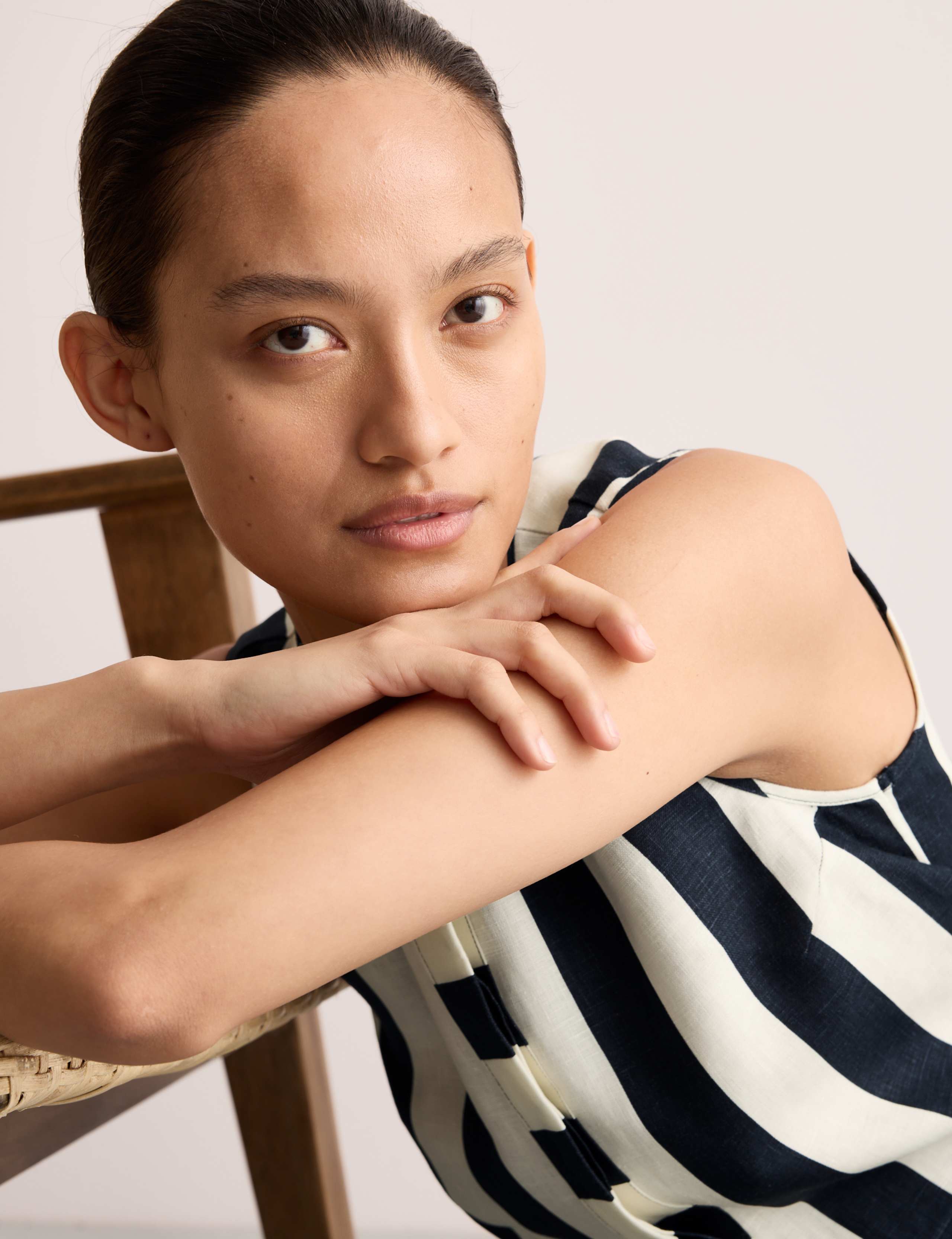 Pure Linen Striped Shell Top