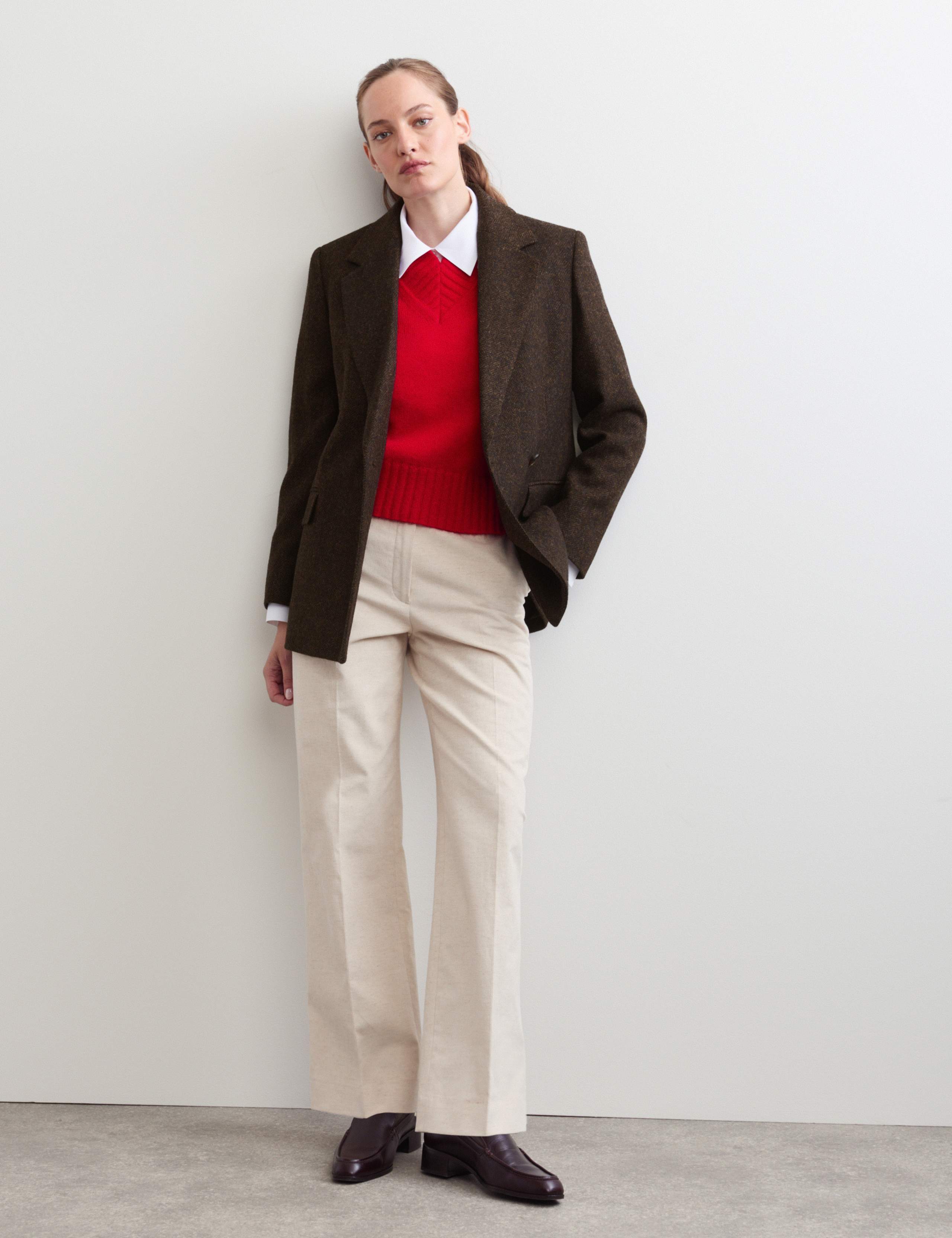 Pure Wool Tailored Herringbone Blazer