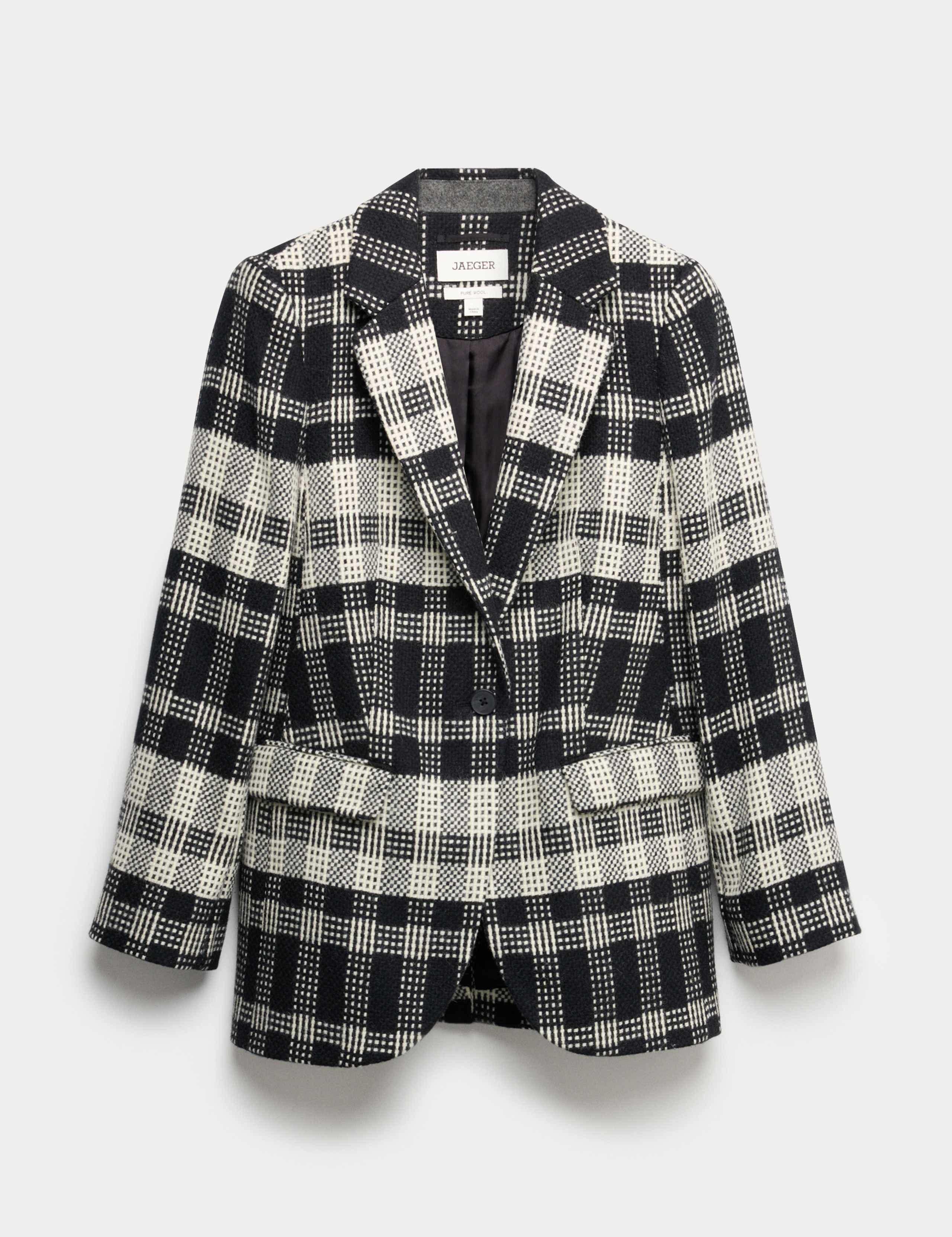 Pure Wool Checked Longline Blazer