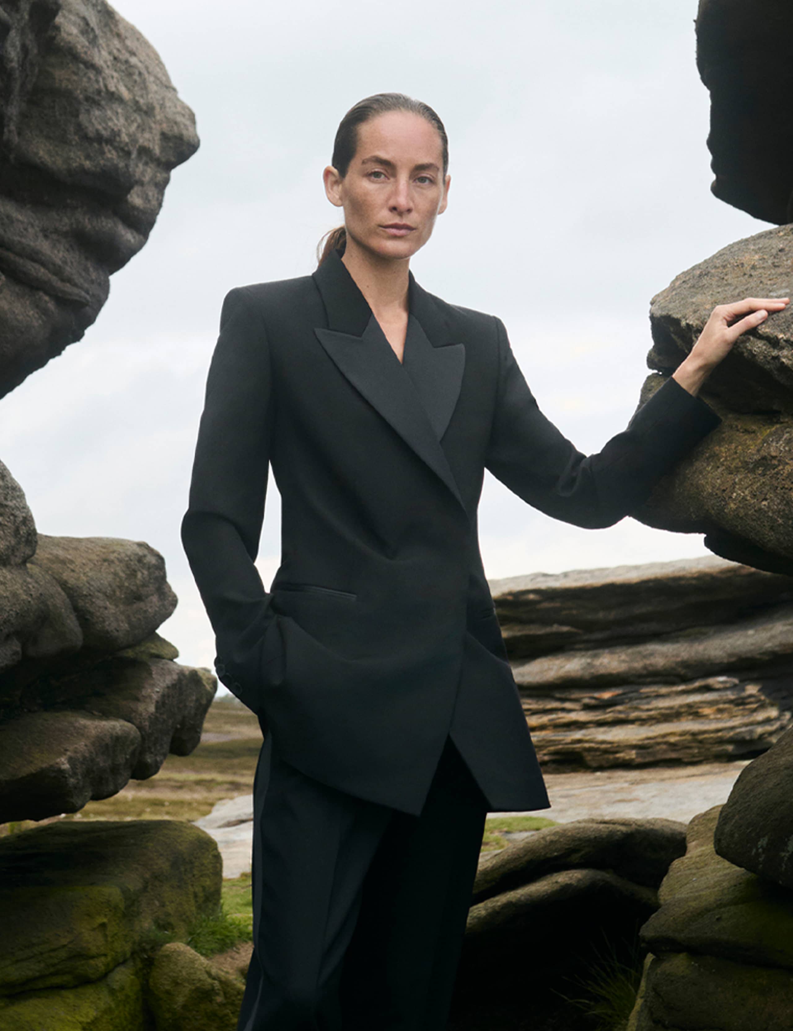Pure Wool Tailored Tuxedo Longline Blazer