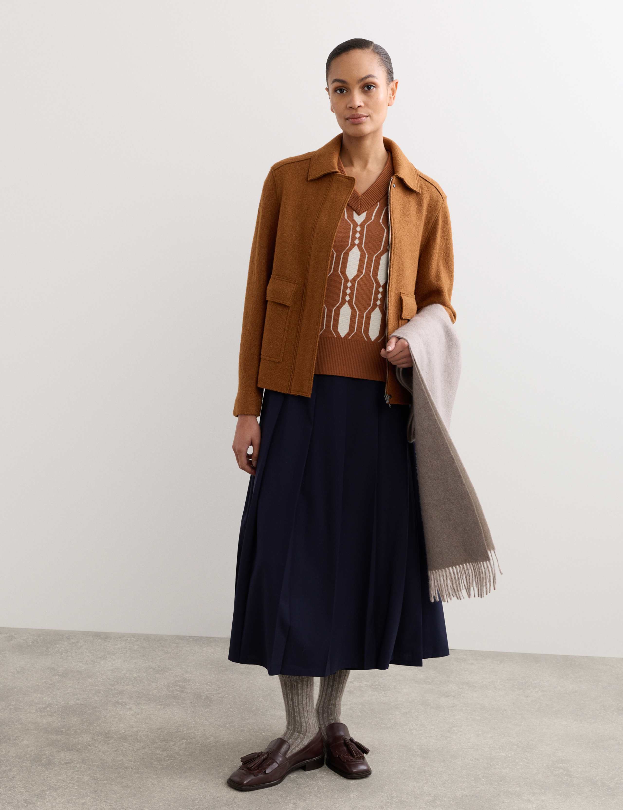 Boiled Wool Blend Trucker Jacket