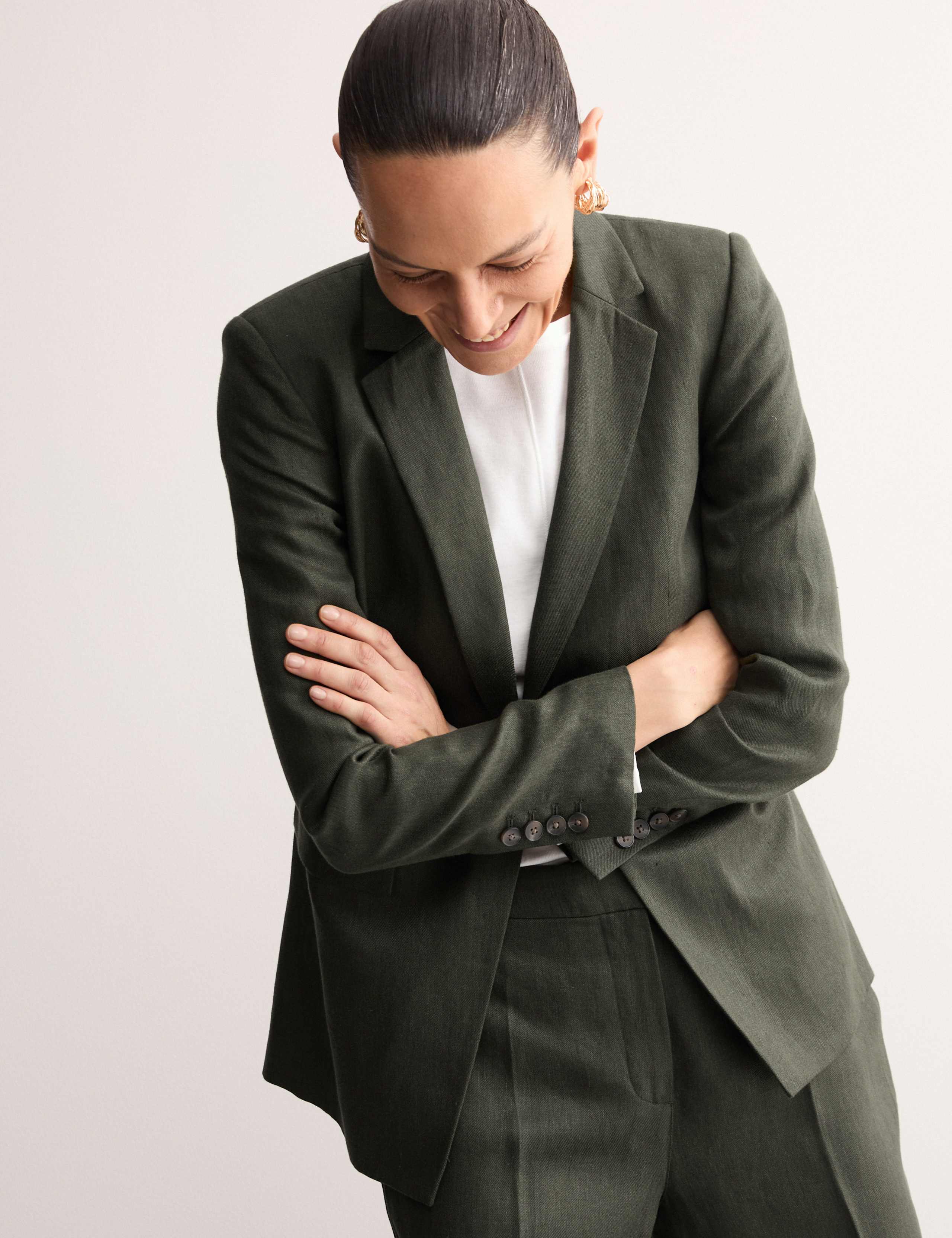 Pure Linen Single Breasted Blazer