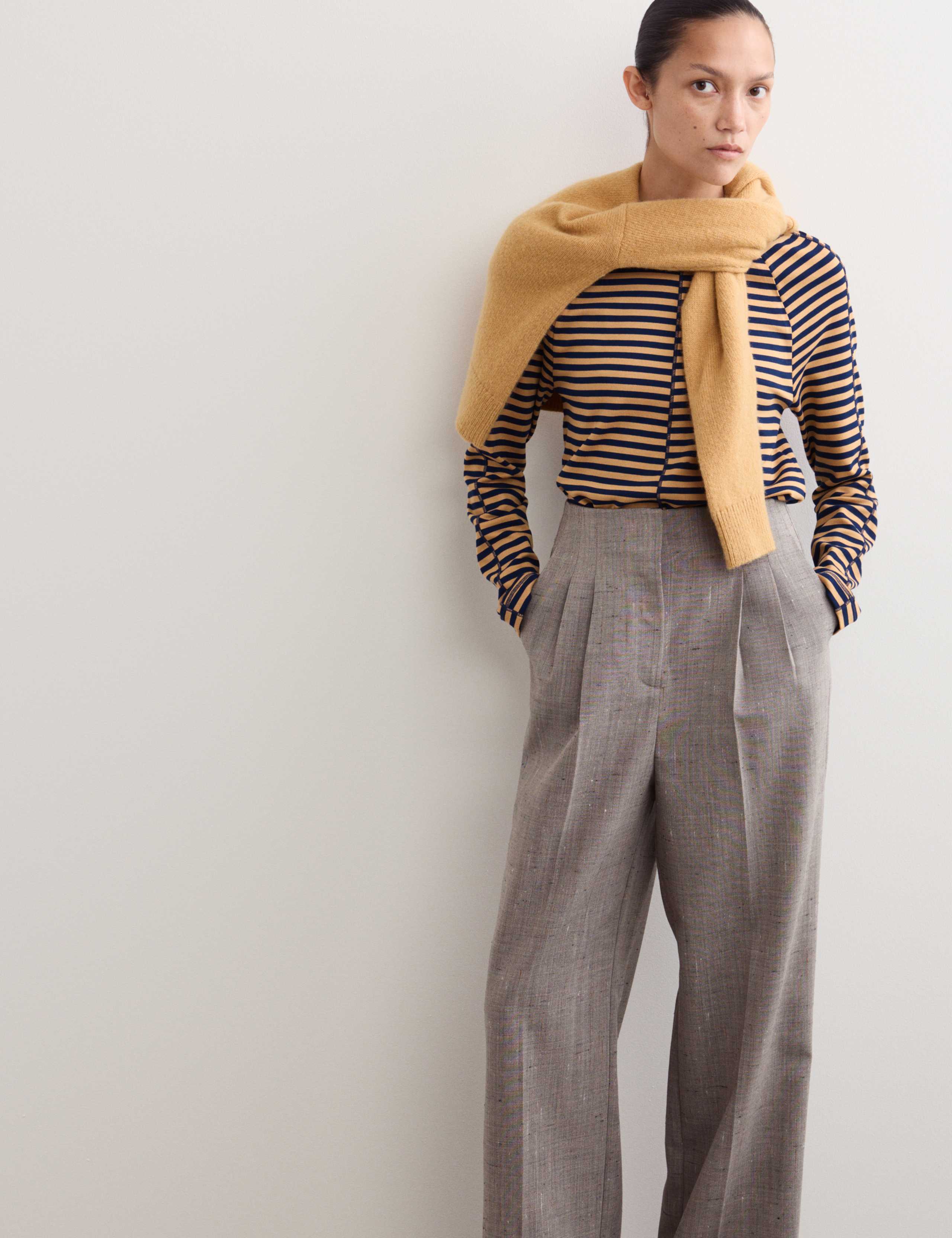 Striped Ribbed Stitch Detail Top