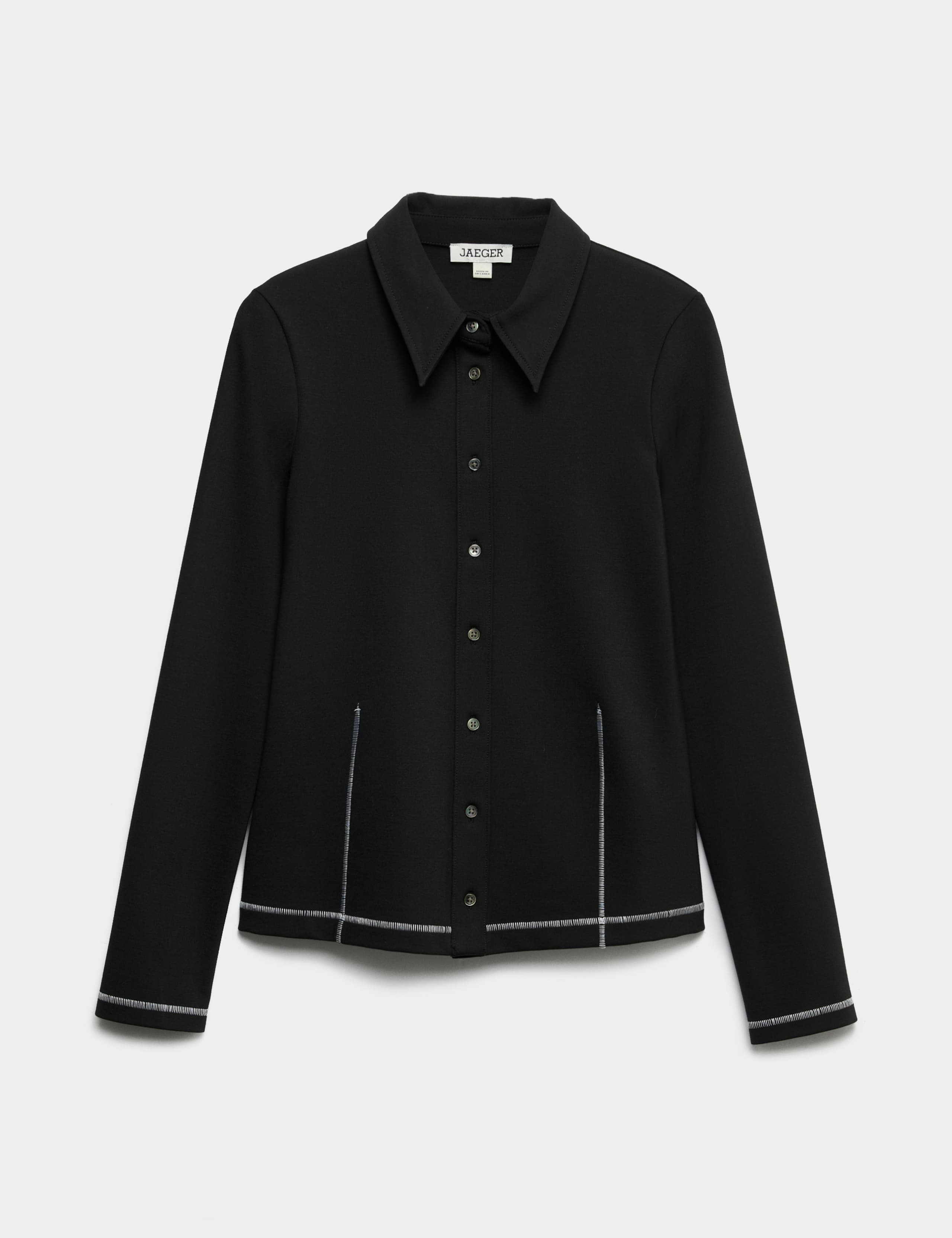 Jersey Collared Stitch Detail Shirt