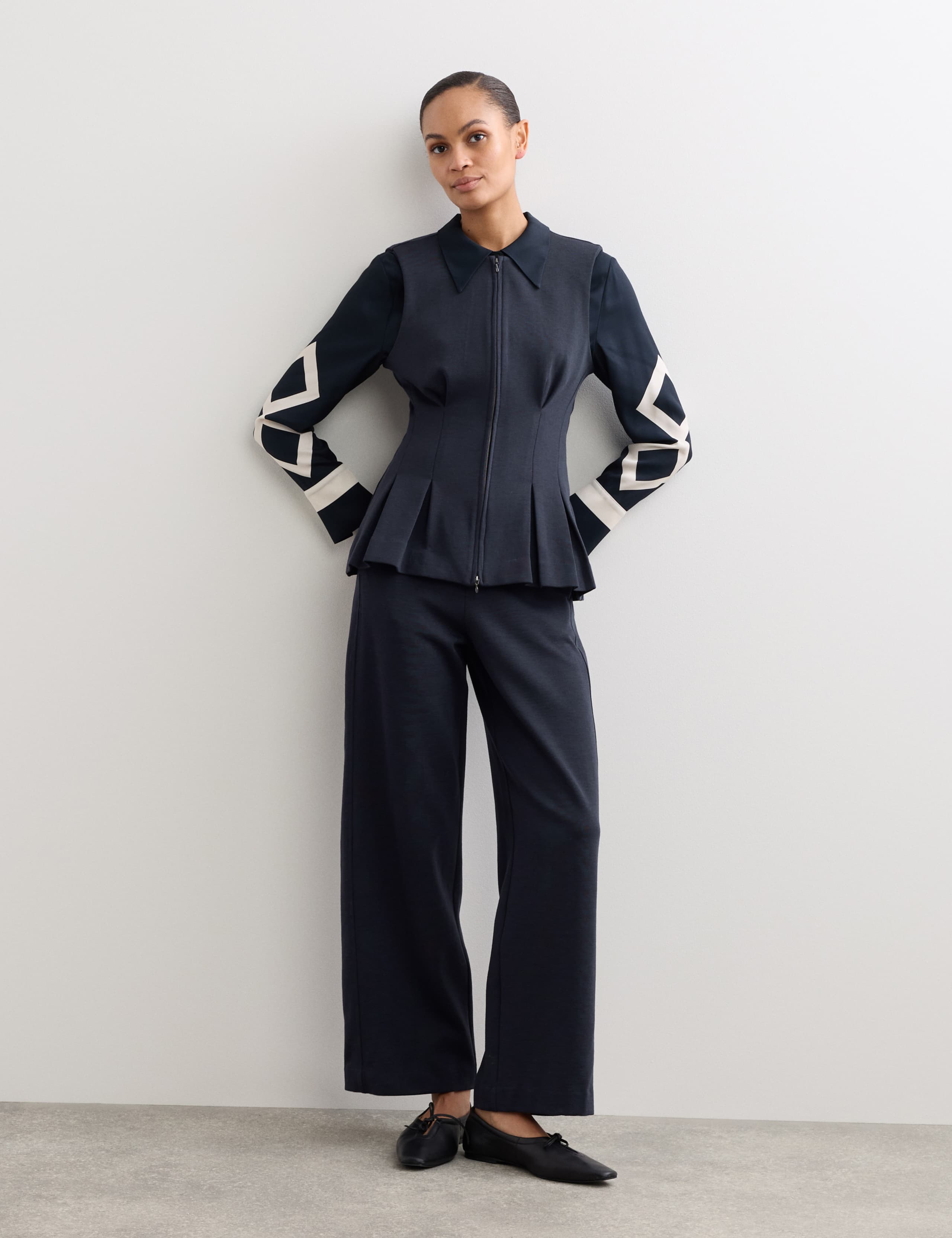 Cotton Blend Zip Up Tank Top & Trouser Set 4 of 6