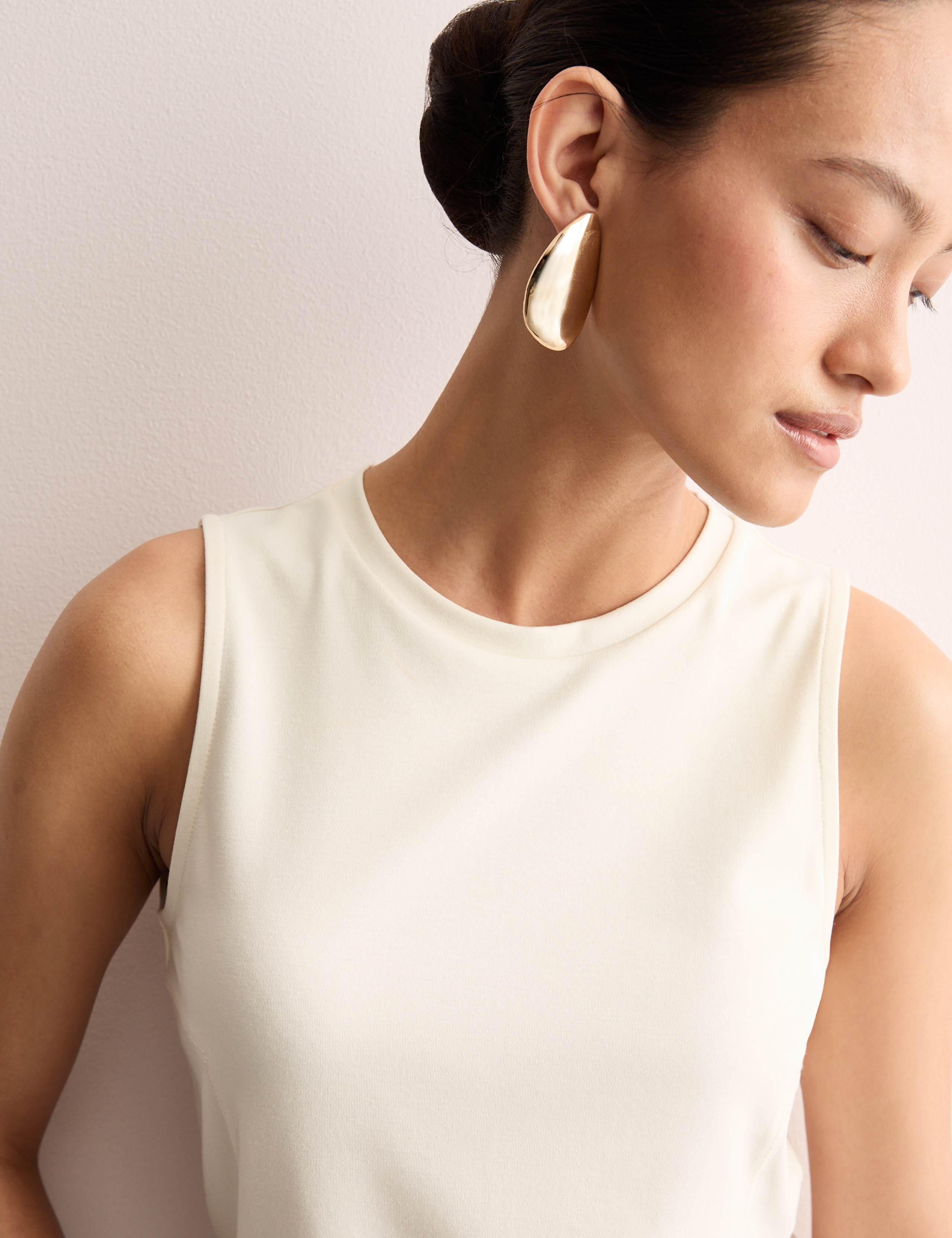 Cotton Modal Blend Shell Top with Stretch