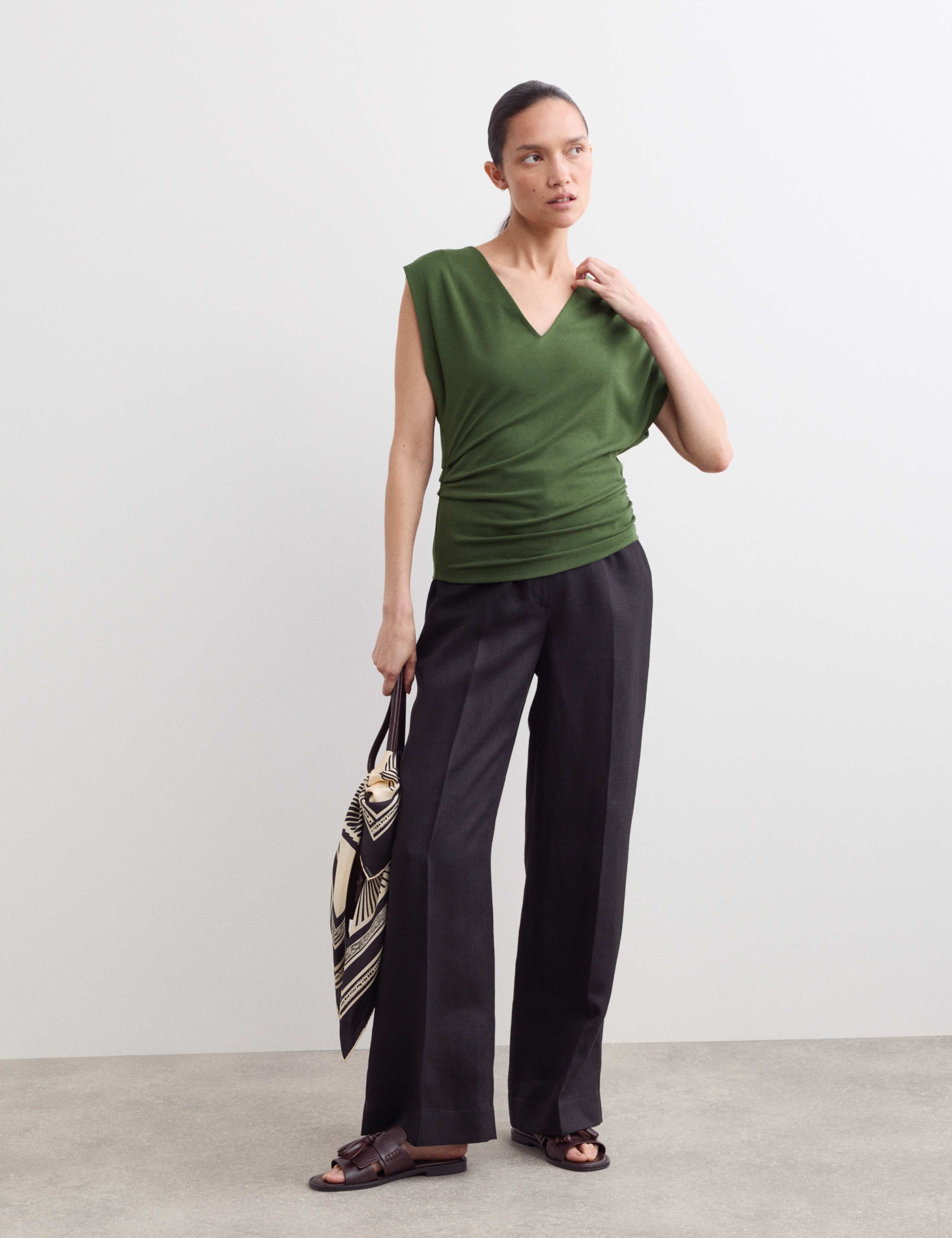 Jersey V-Neck Ruched Top