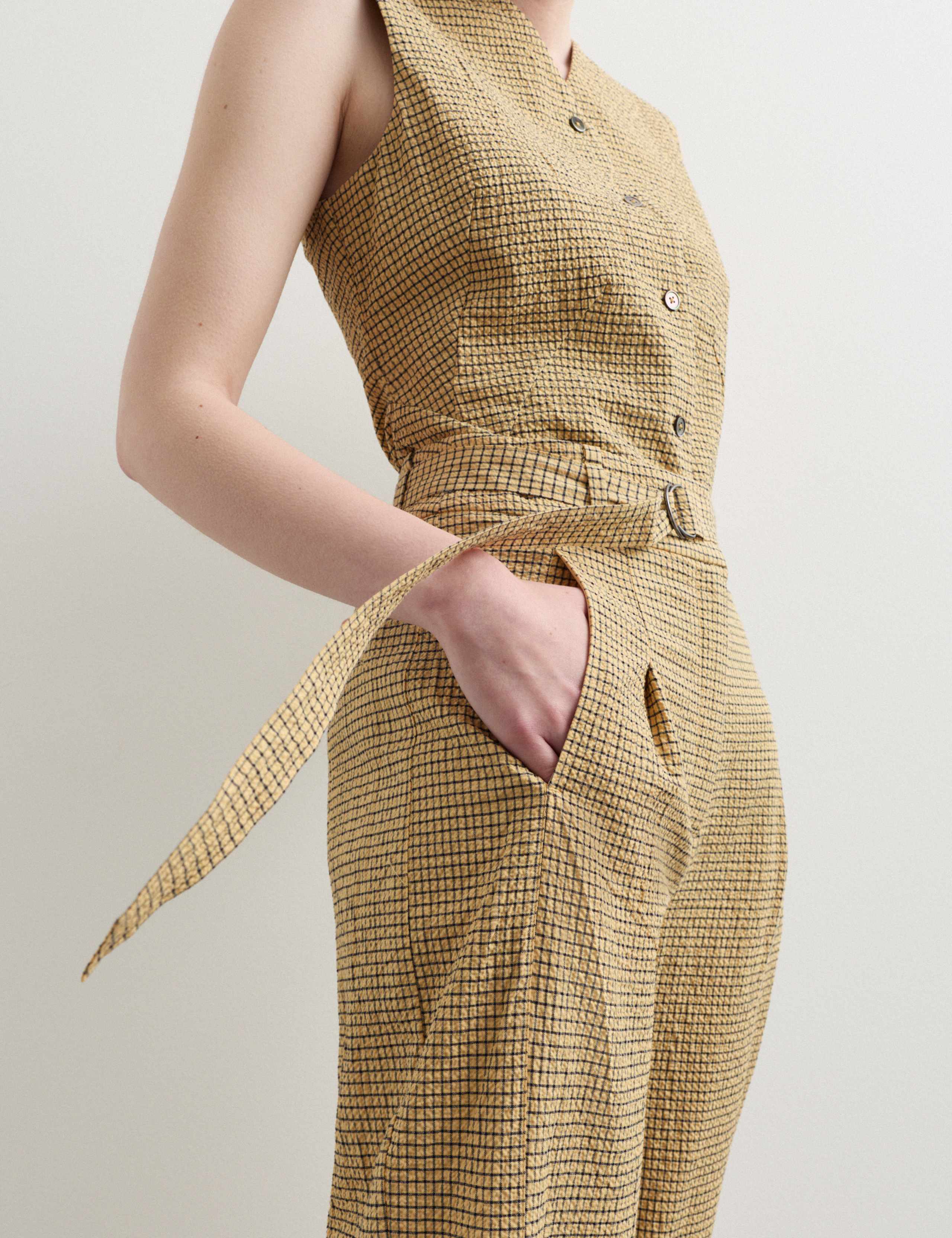 Cotton Rich Checked Seersucker Waistcoat & Trousers Set 4 of 6