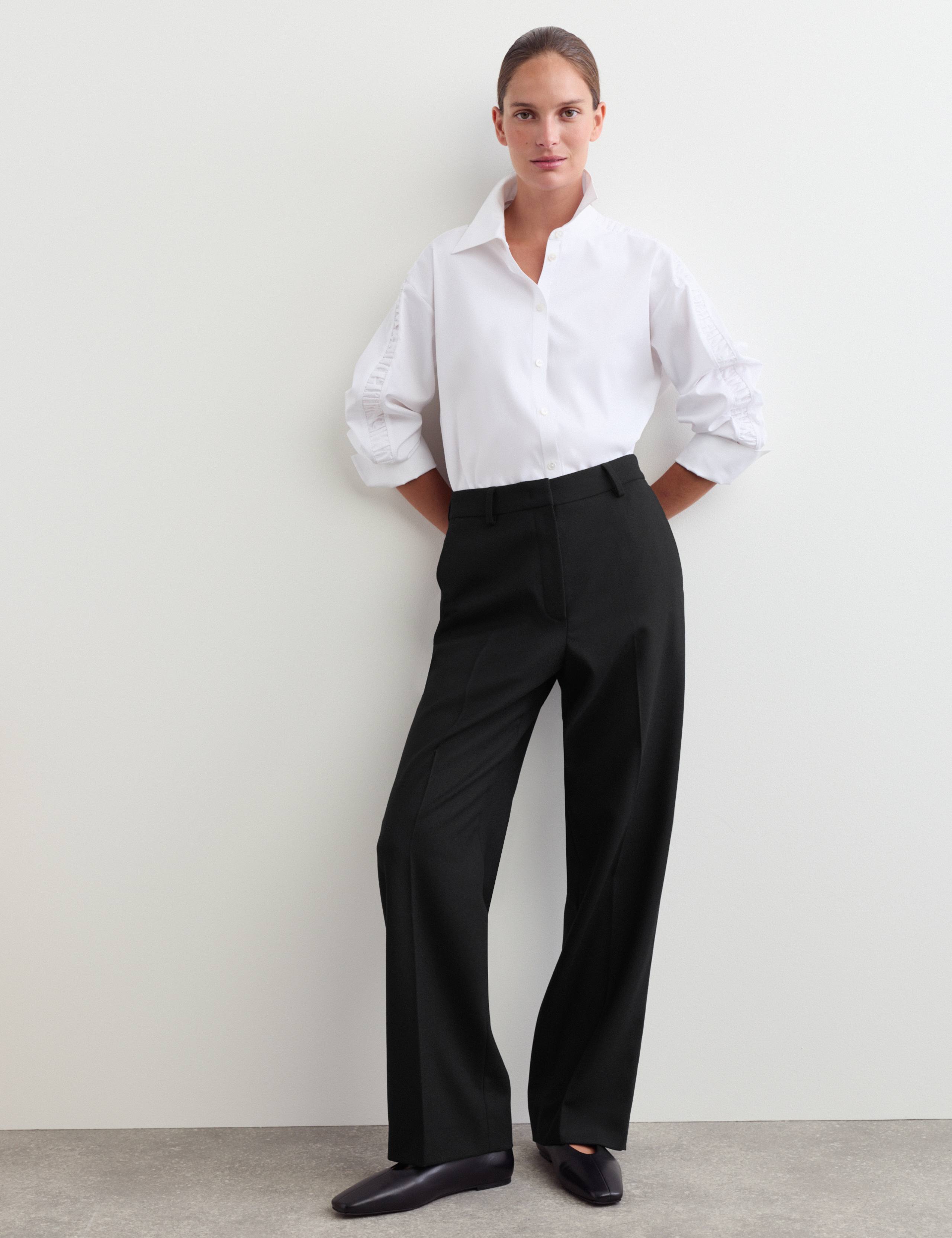 Pure Wool Straight Leg Trousers