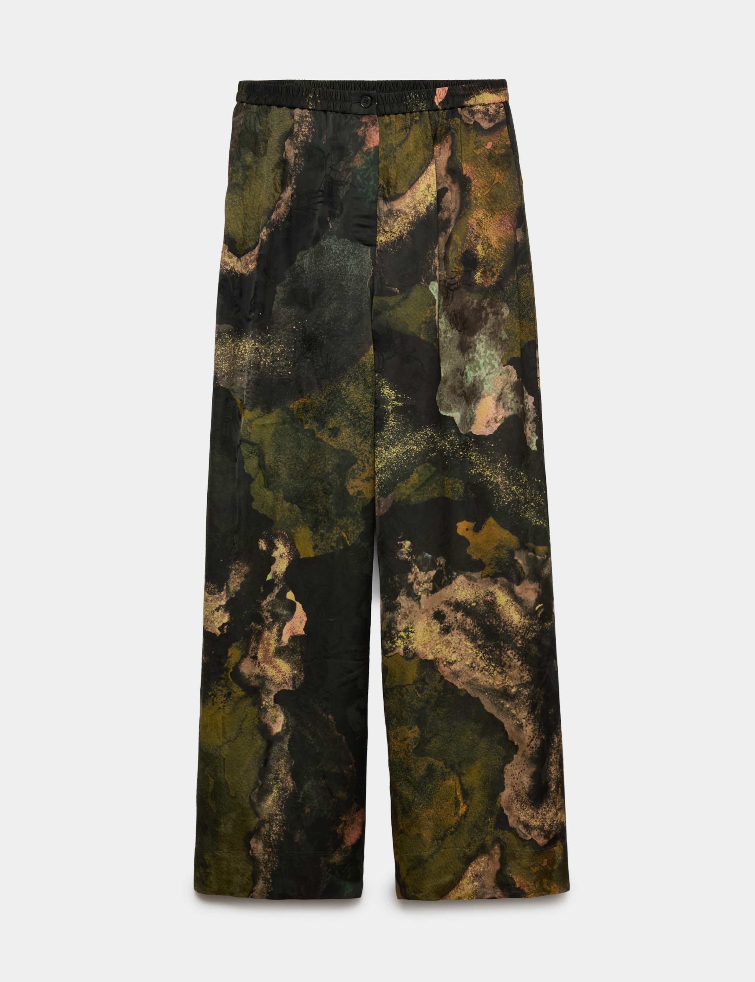 Jaquard Elasticated Waist Wide Leg Trousers