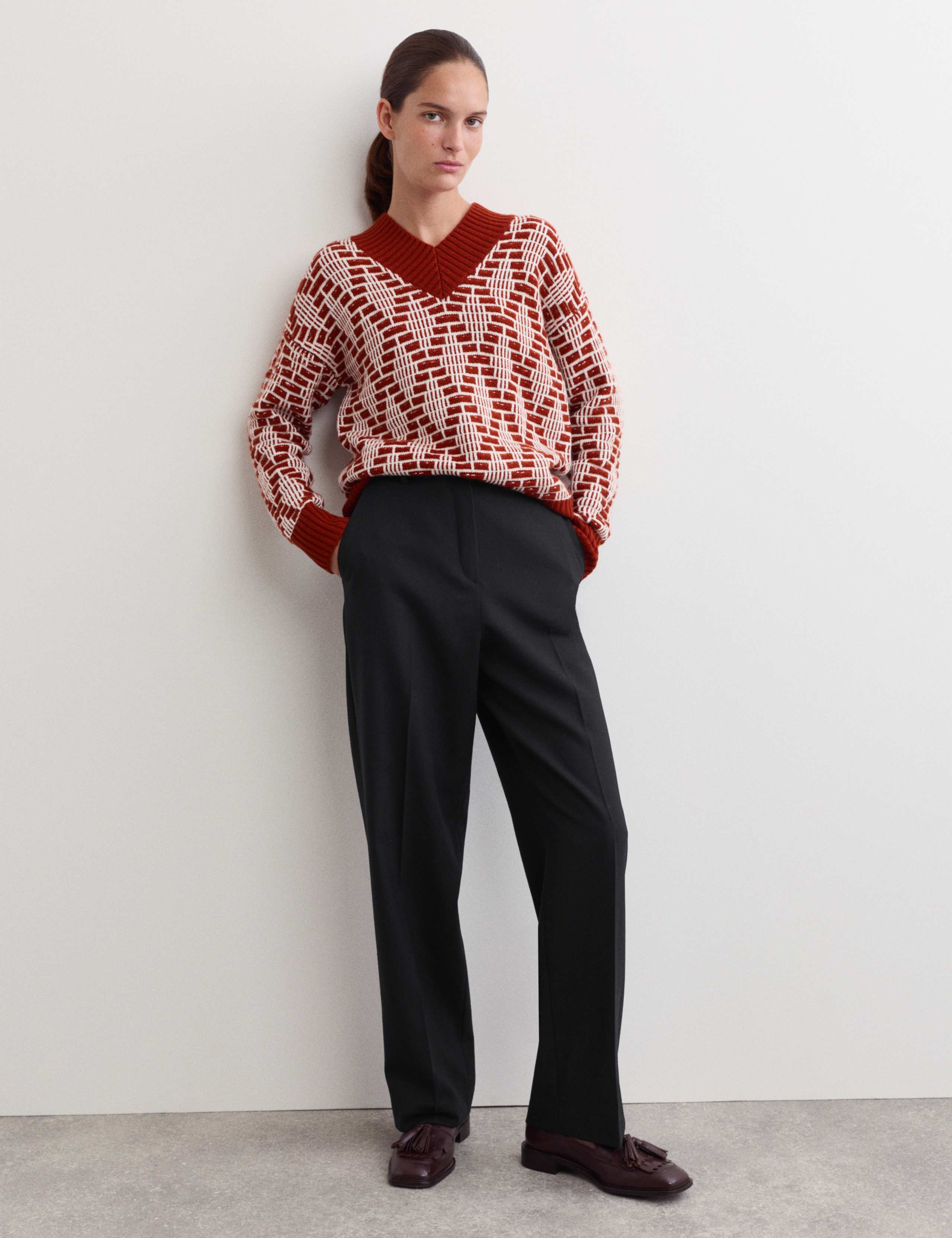 Pure Wool Straight Leg Trousers