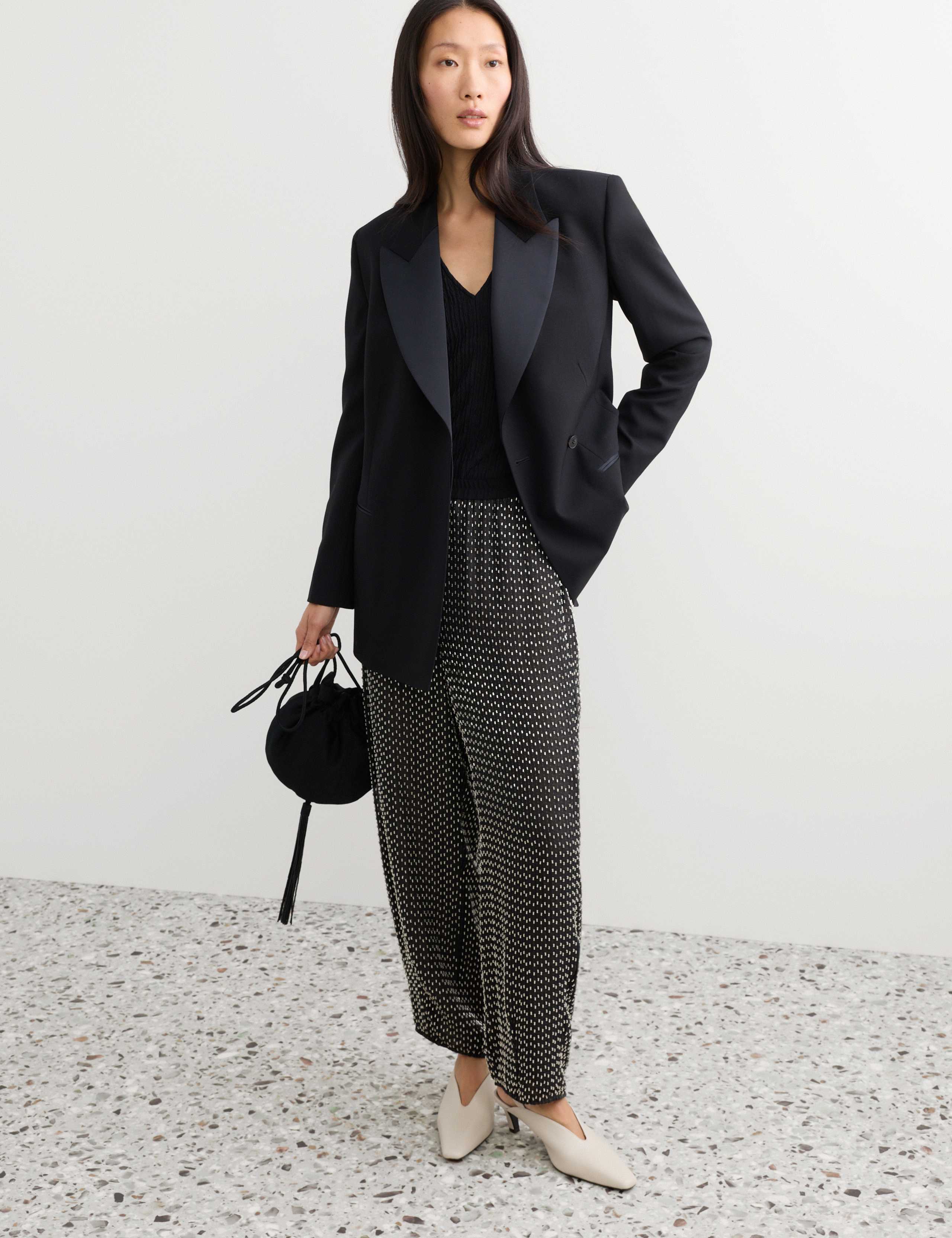 Embellished Barrel Leg Ankle Grazer Trousers