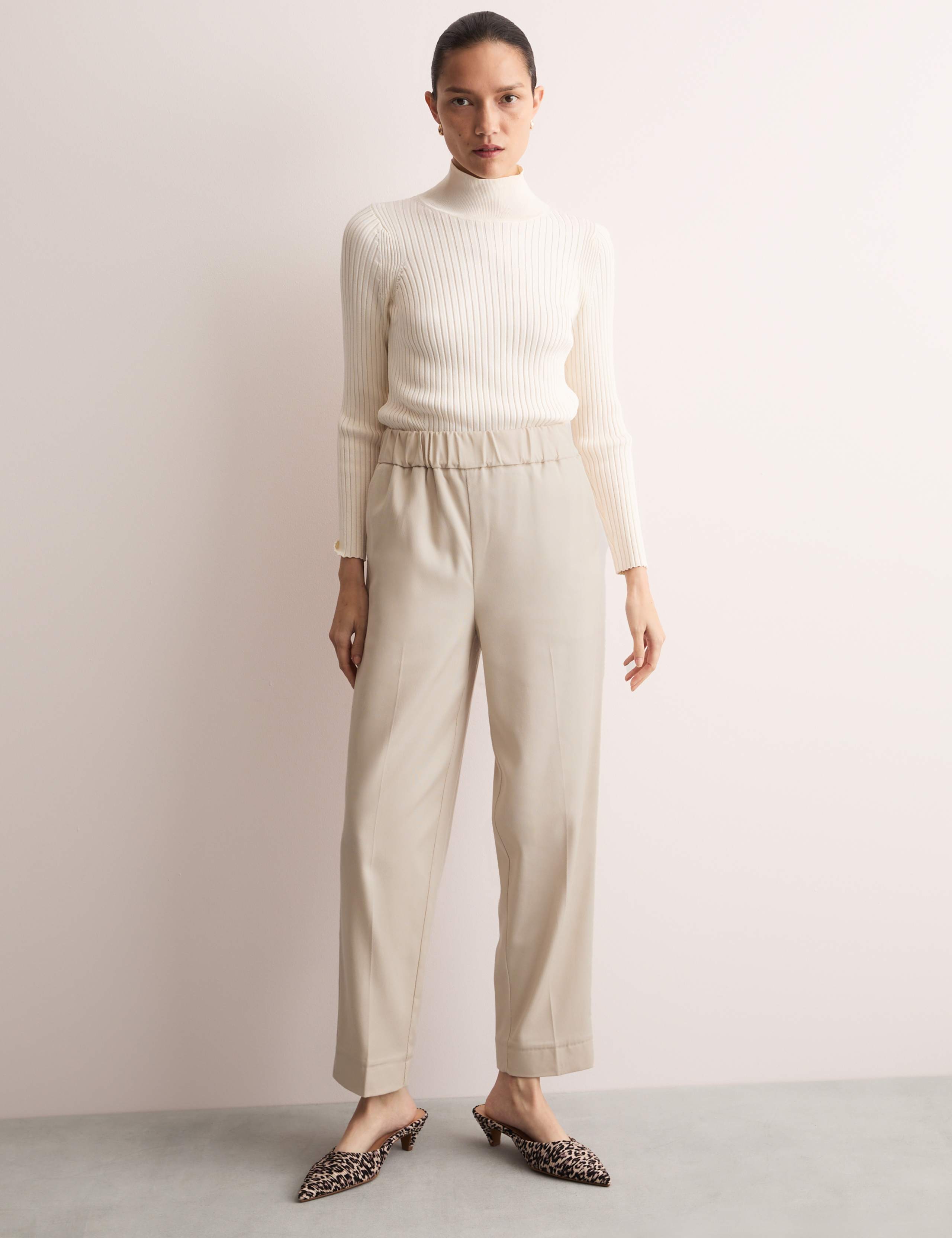 Elasticated Waist Tapered Trousers