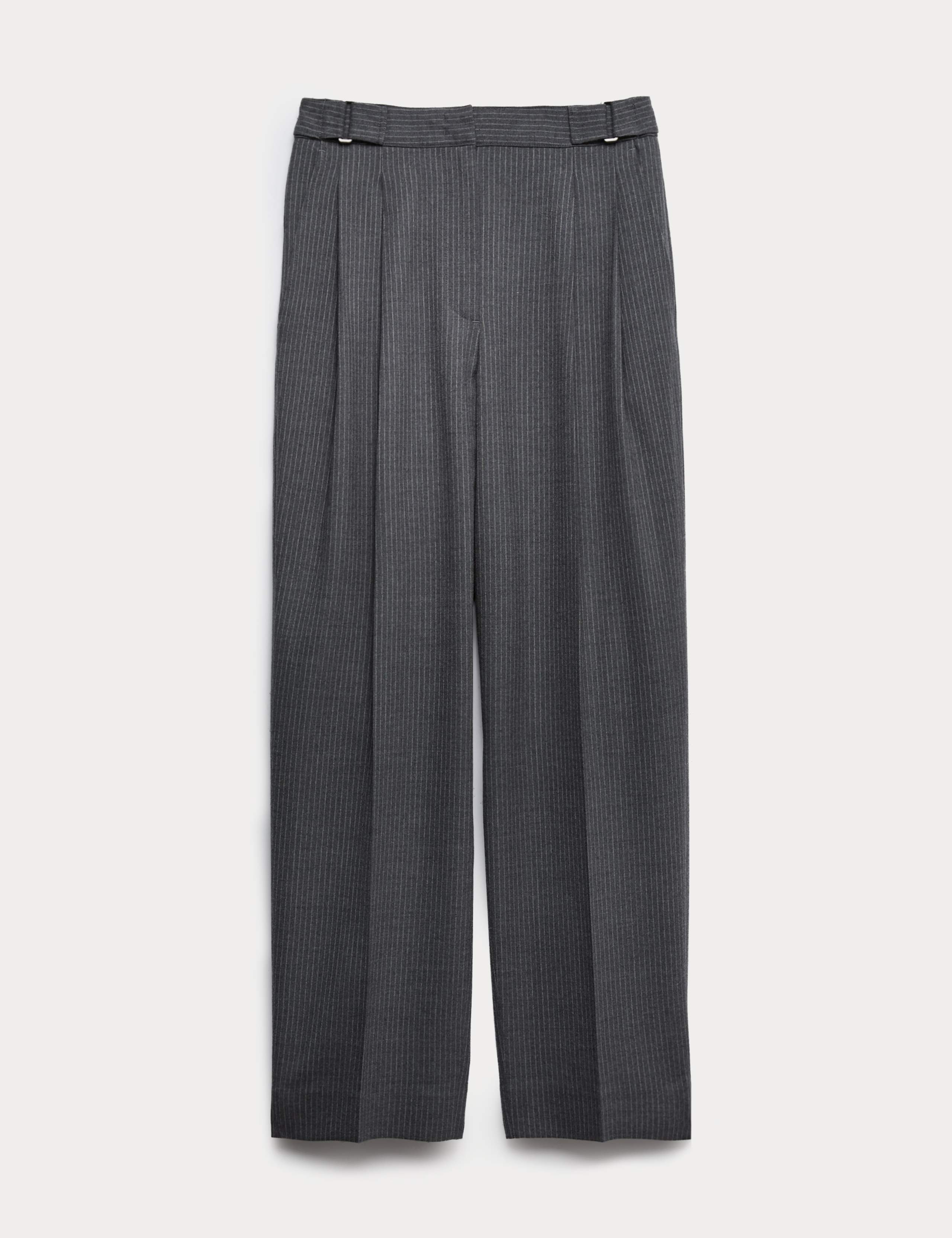 Wool Rich Pinstripe Tapered Trousers