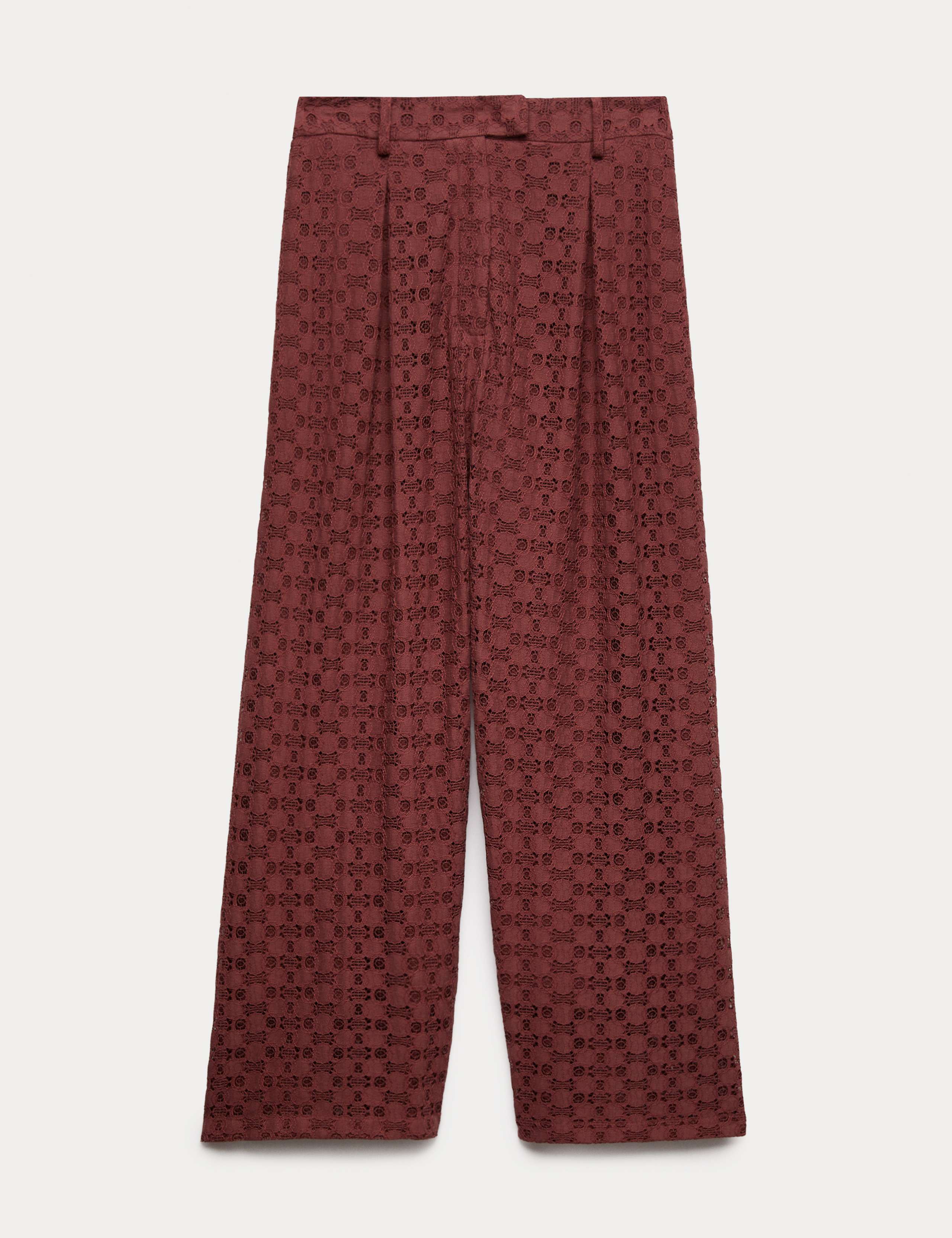 Cotton Blend Lace Straight Leg Trousers