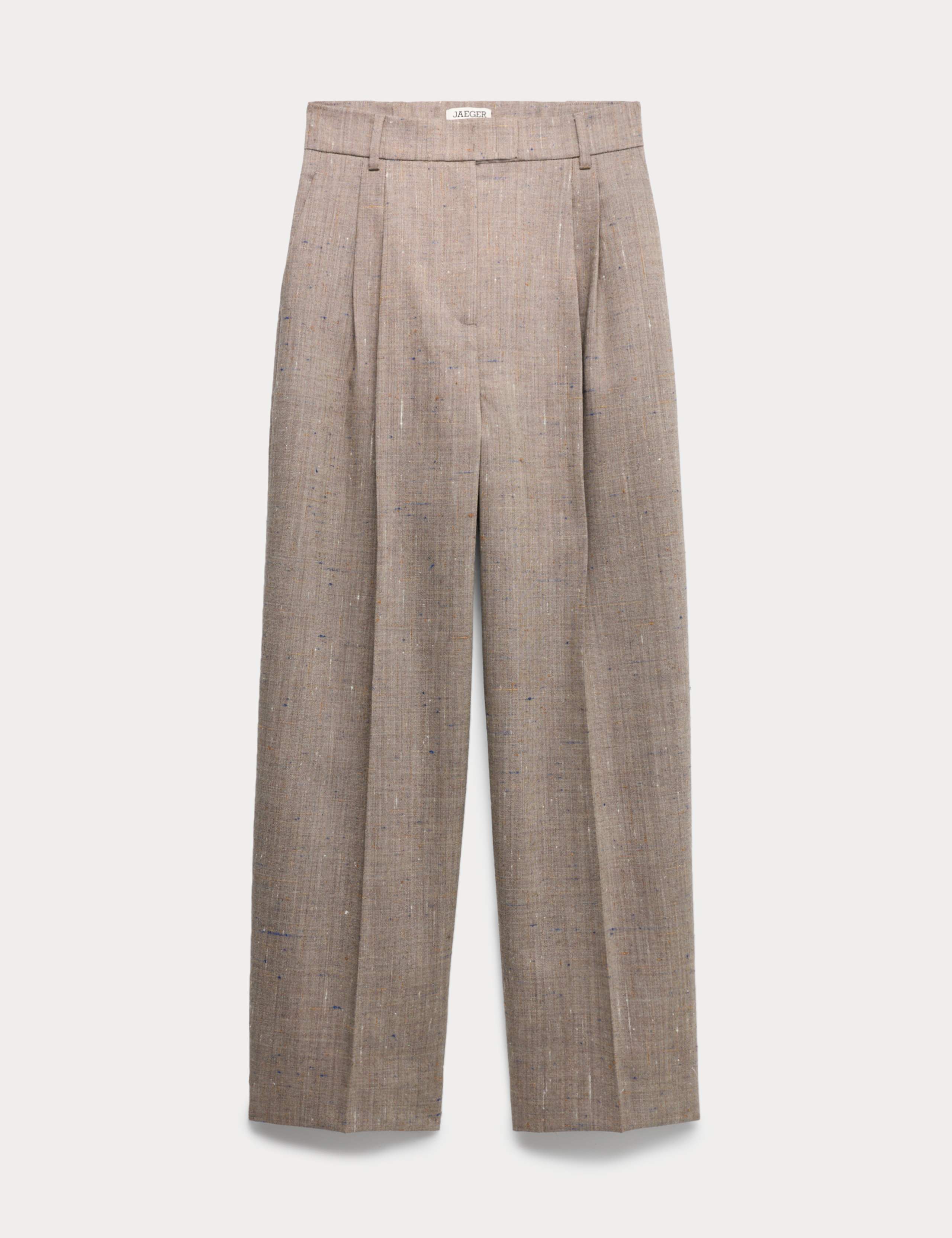 Wool Rich High Waisted Straight Leg Trousers