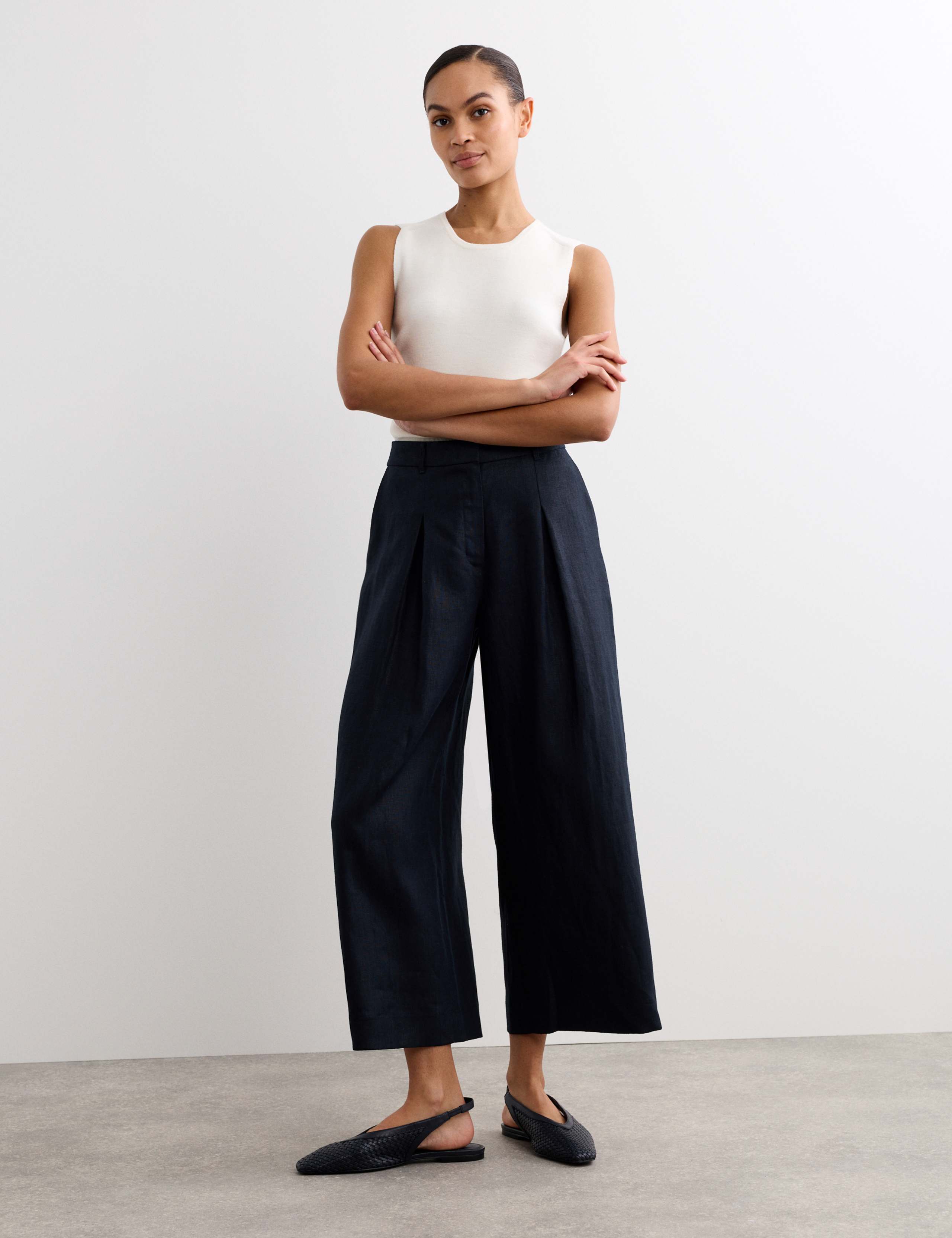 Pure Linen Wide Leg Culottes