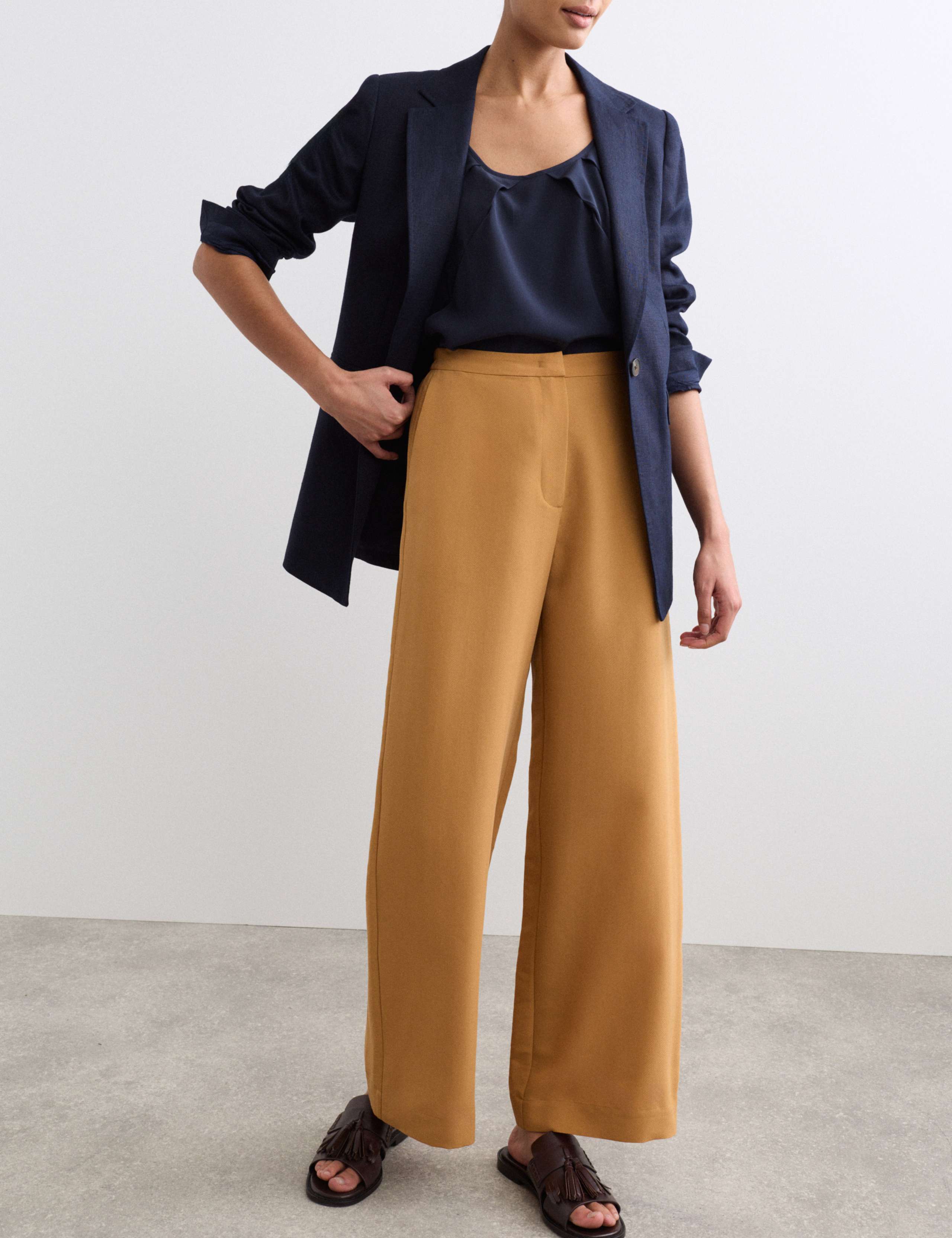 Herringbone Wide Leg Trousers