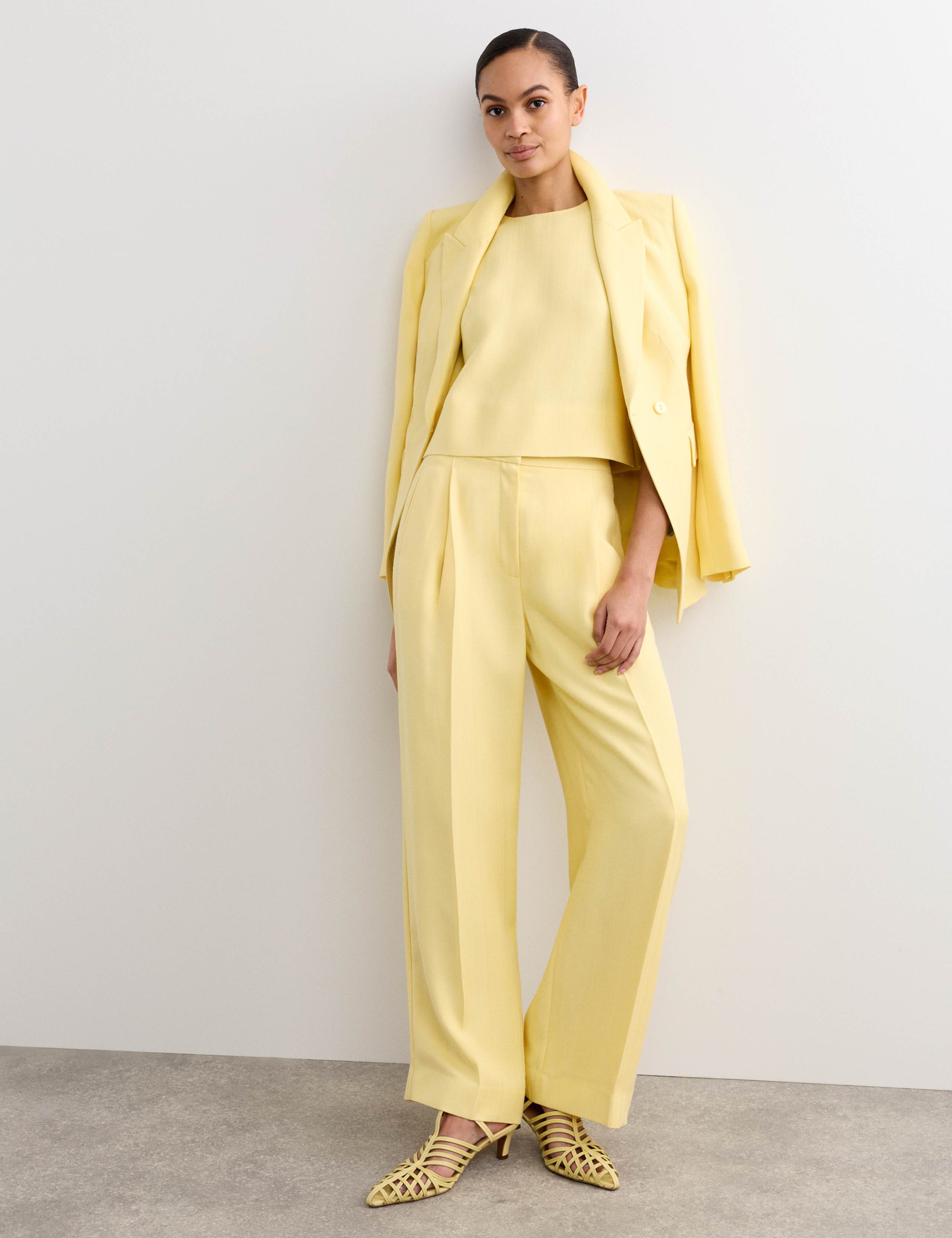 Pleat Front Wide Leg Trousers