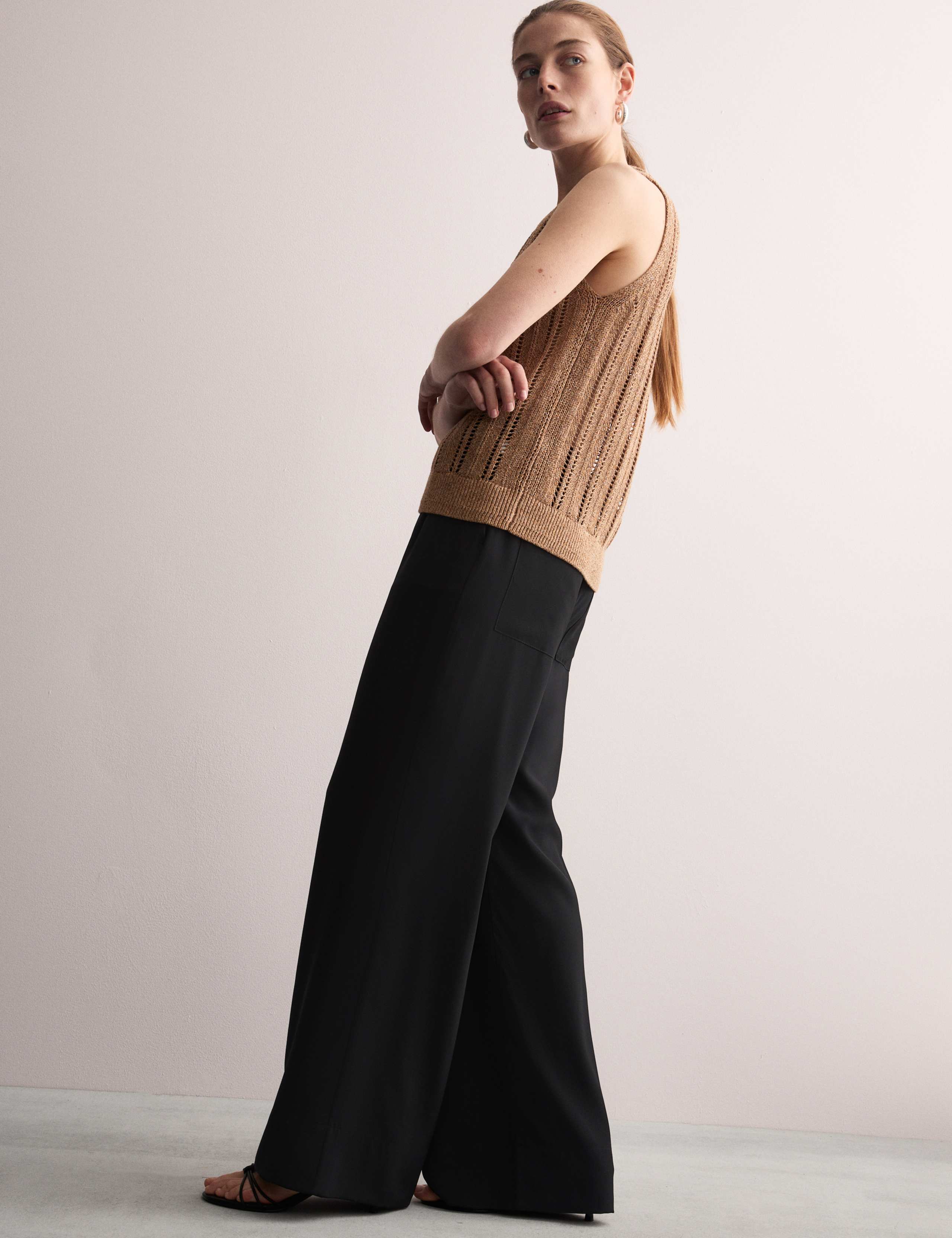 Pure Silk Wide Leg Trousers