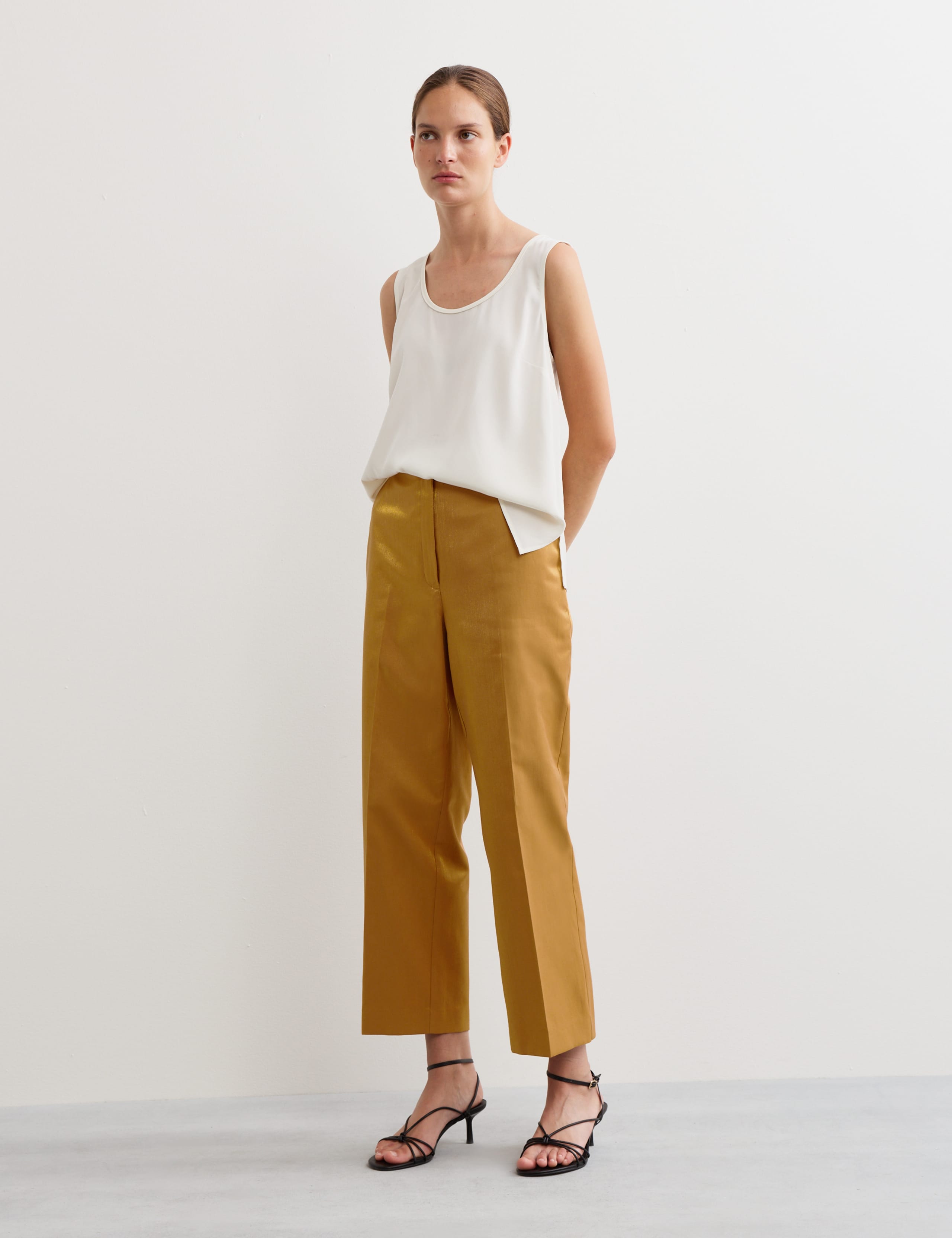 Cotton Rich Shimmer Straight Leg Trousers