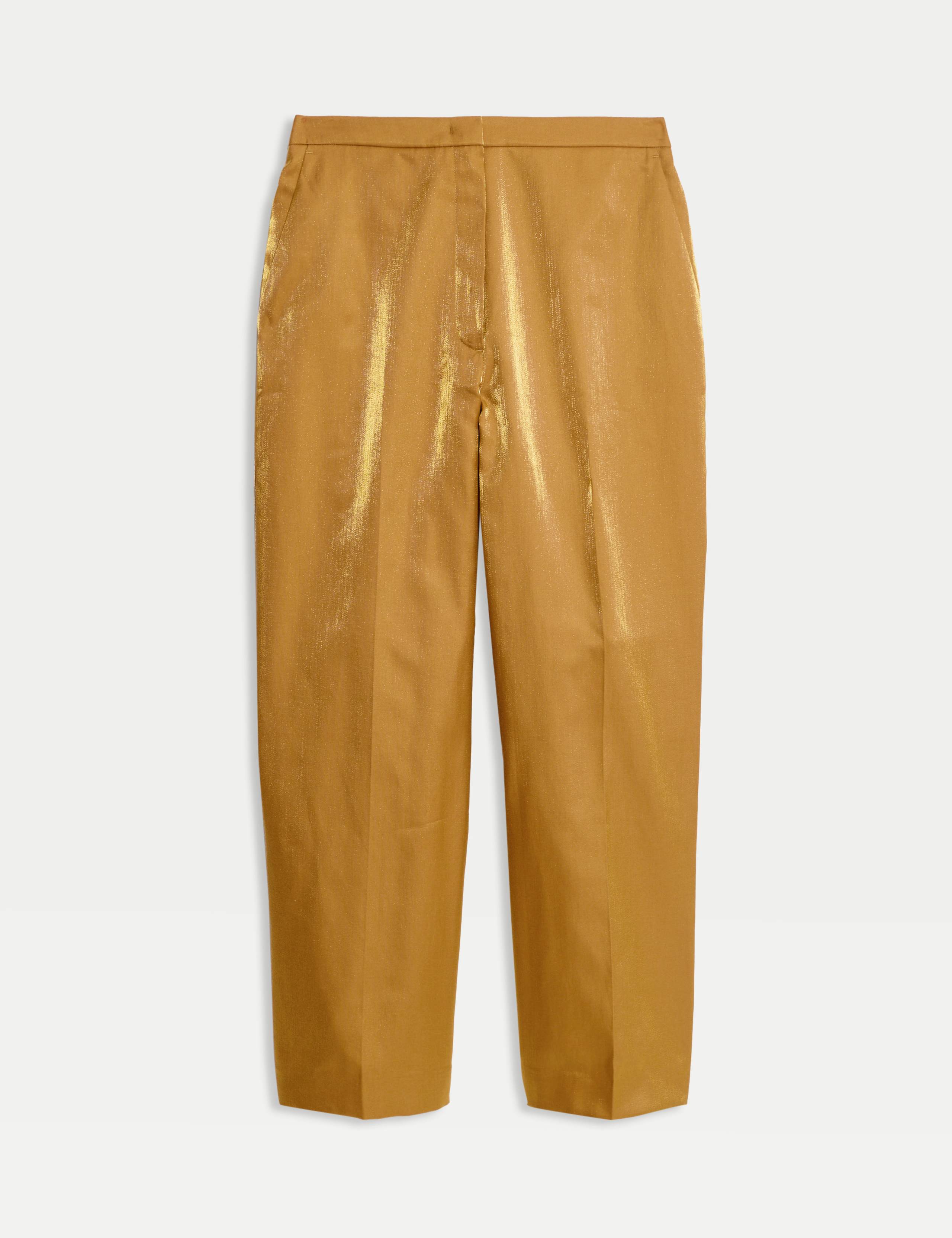 Cotton Rich Shimmer Straight Leg Trousers