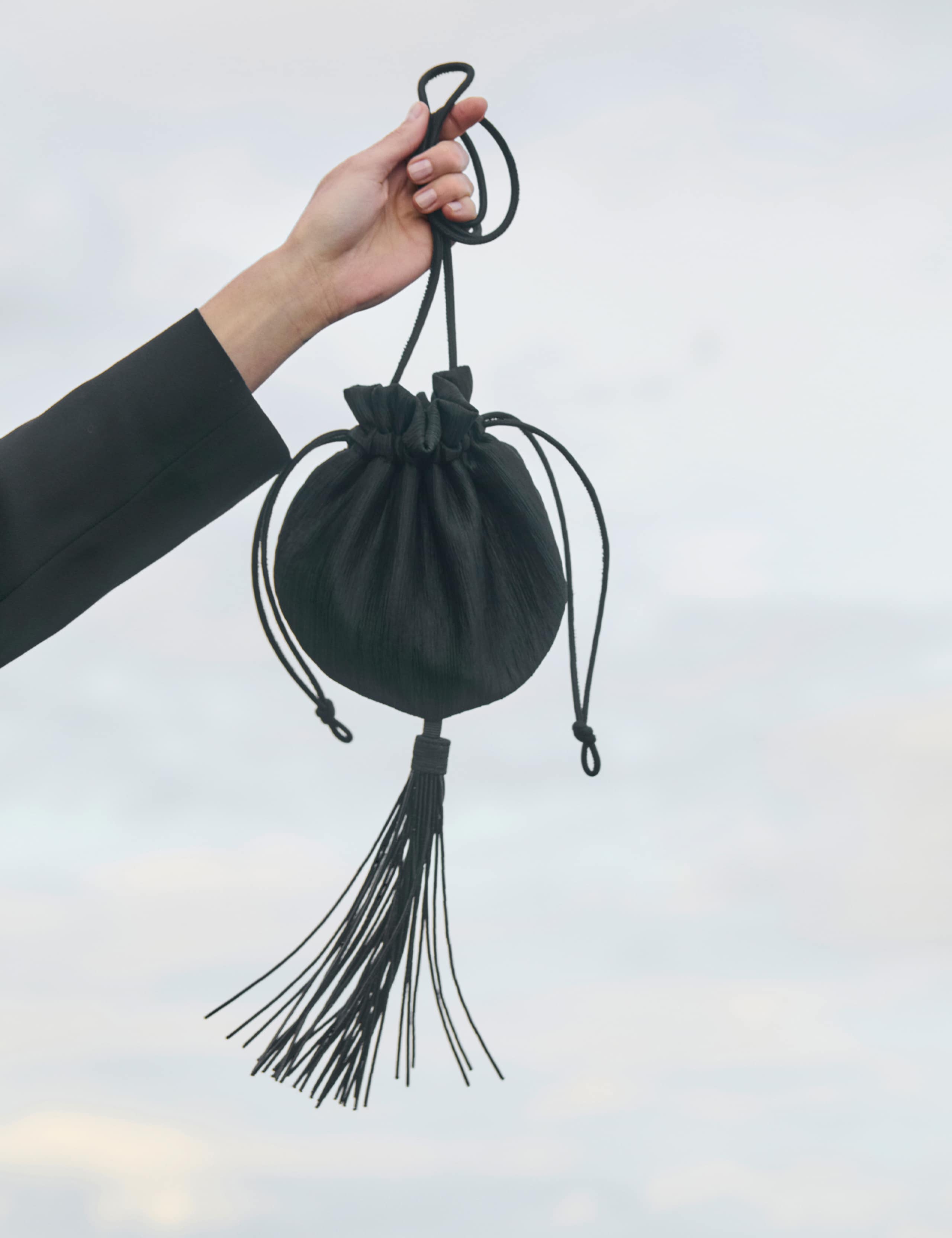 Beaded Tassel Drawstring Cross Body Bag