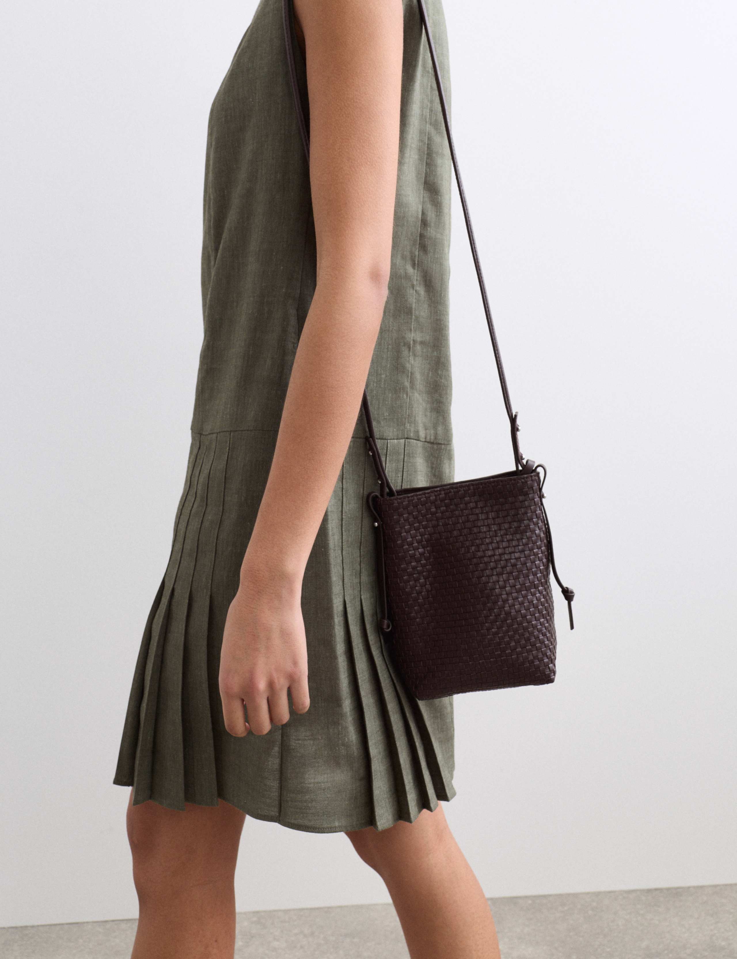 Leather Lattice Cross Body Bag