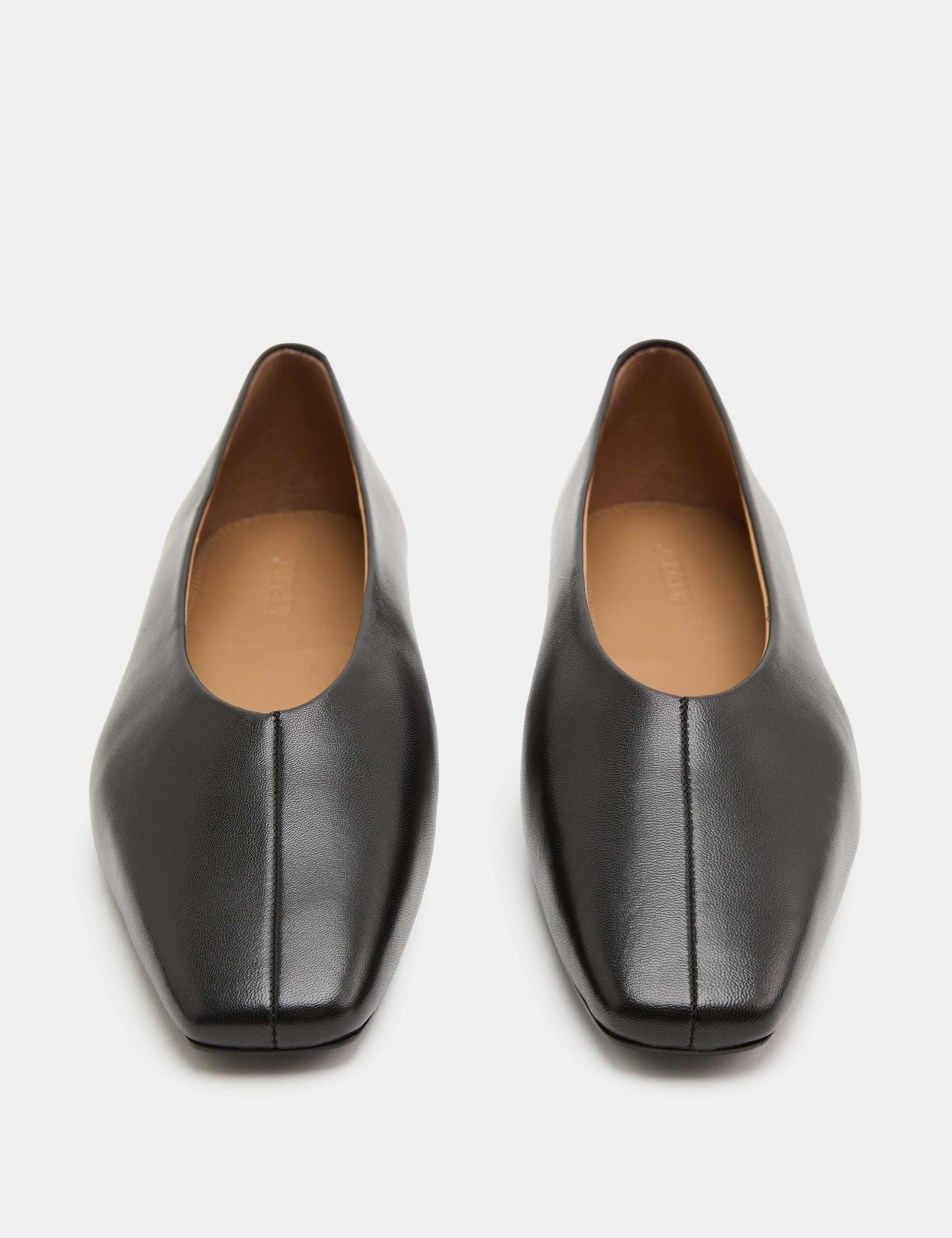 Leather Flat Square Toe Ballet Pumps