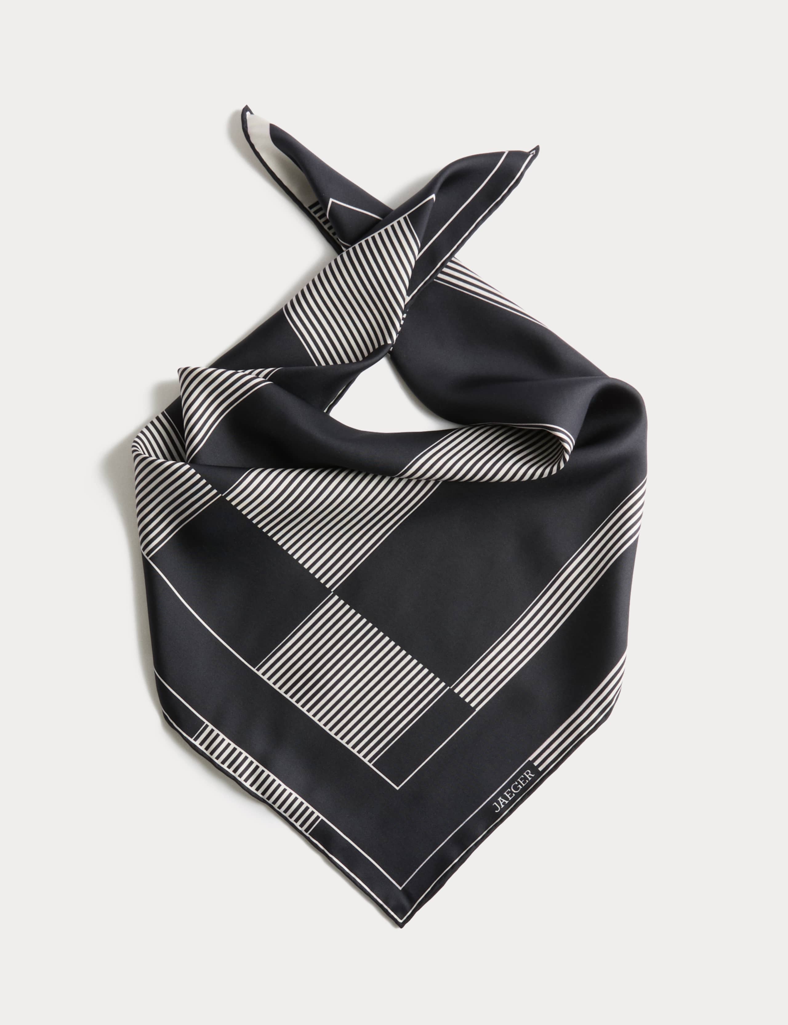 Pure Silk Colour Block Striped Scarf