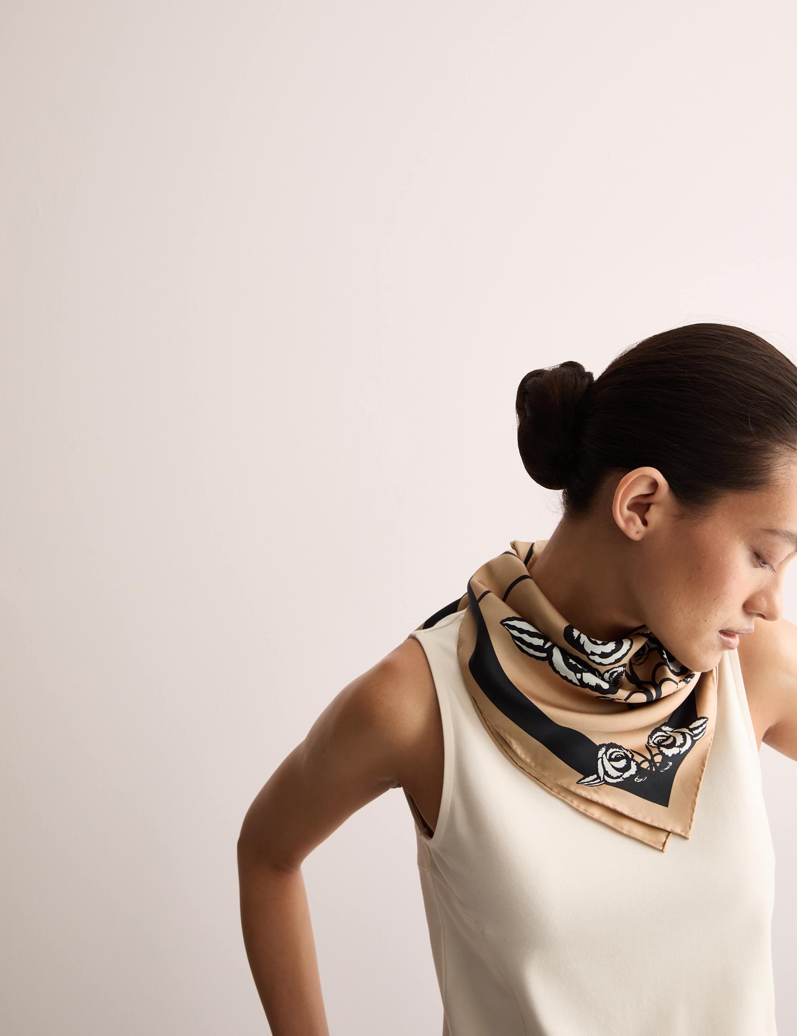 Pure Silk Floral Tile Square Scarf