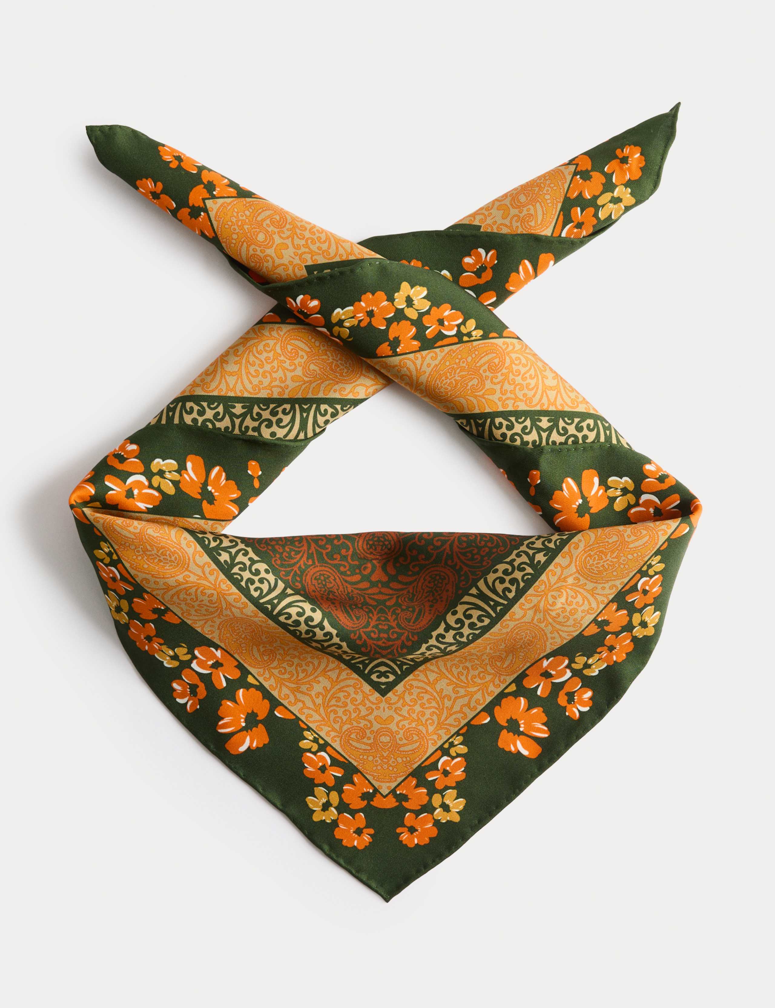 Pure Silk Printed Floral Square Scarf