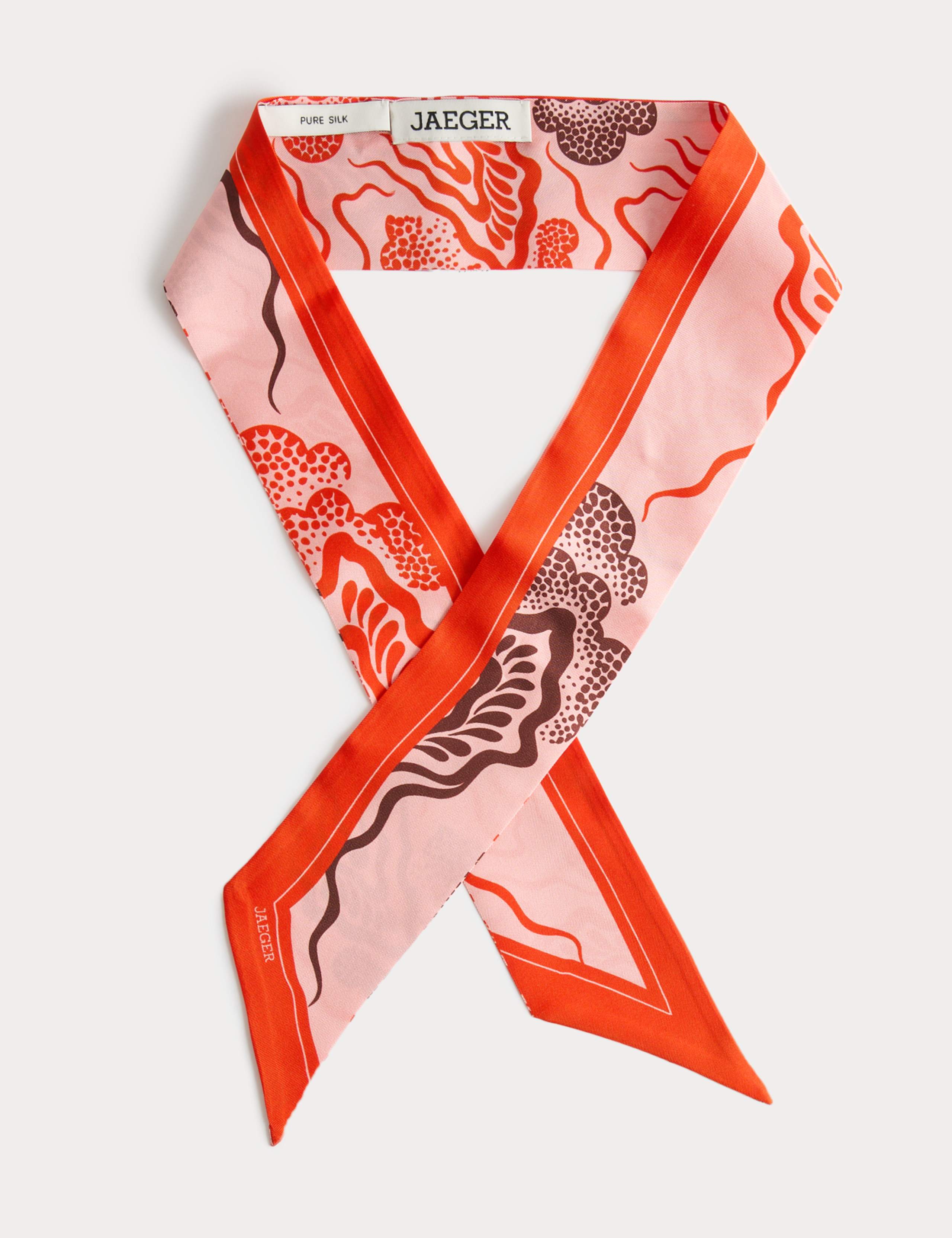 Pure Silk Linear Wave Printed Scarf