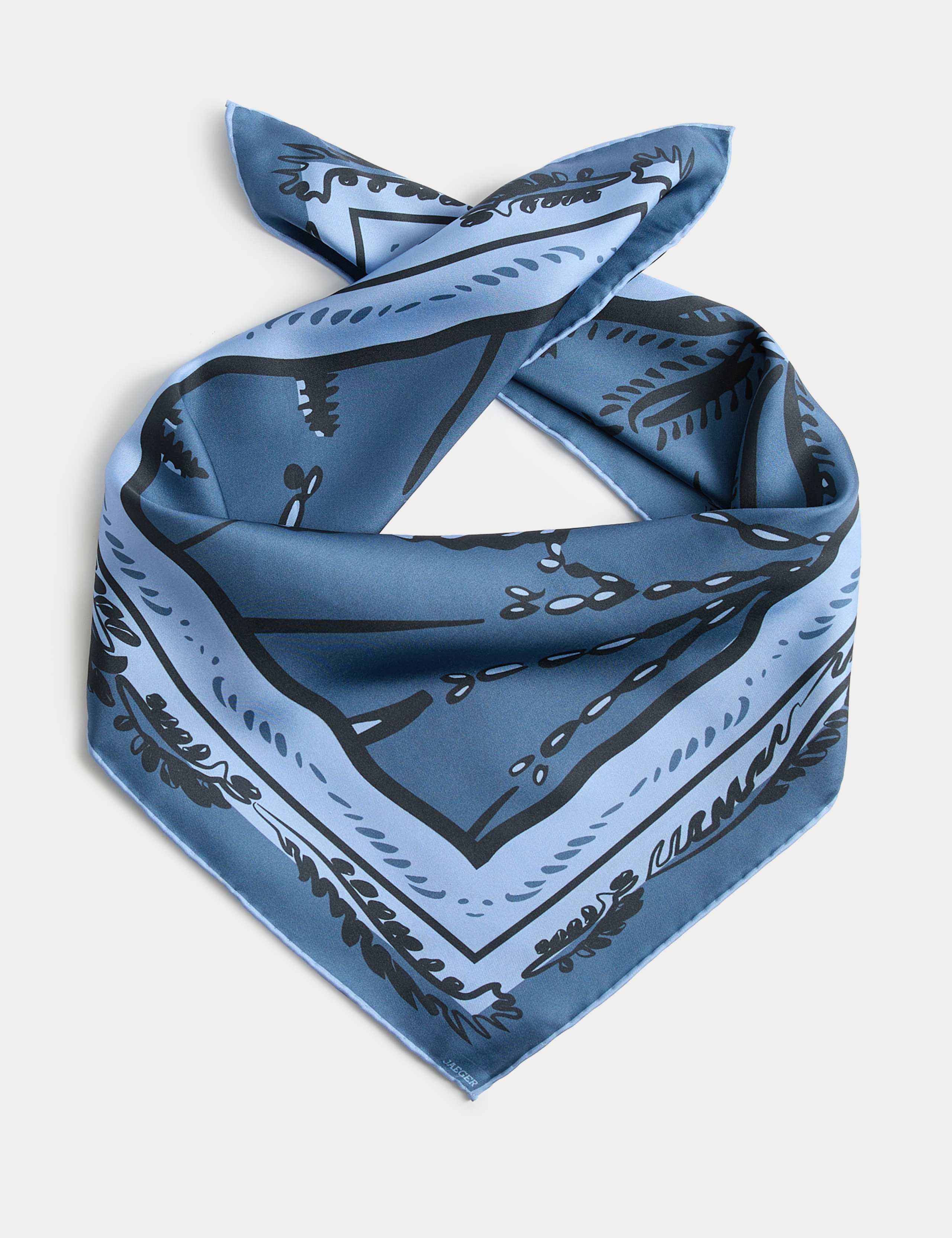 Pure Silk Sea Floral Print Square Scarf