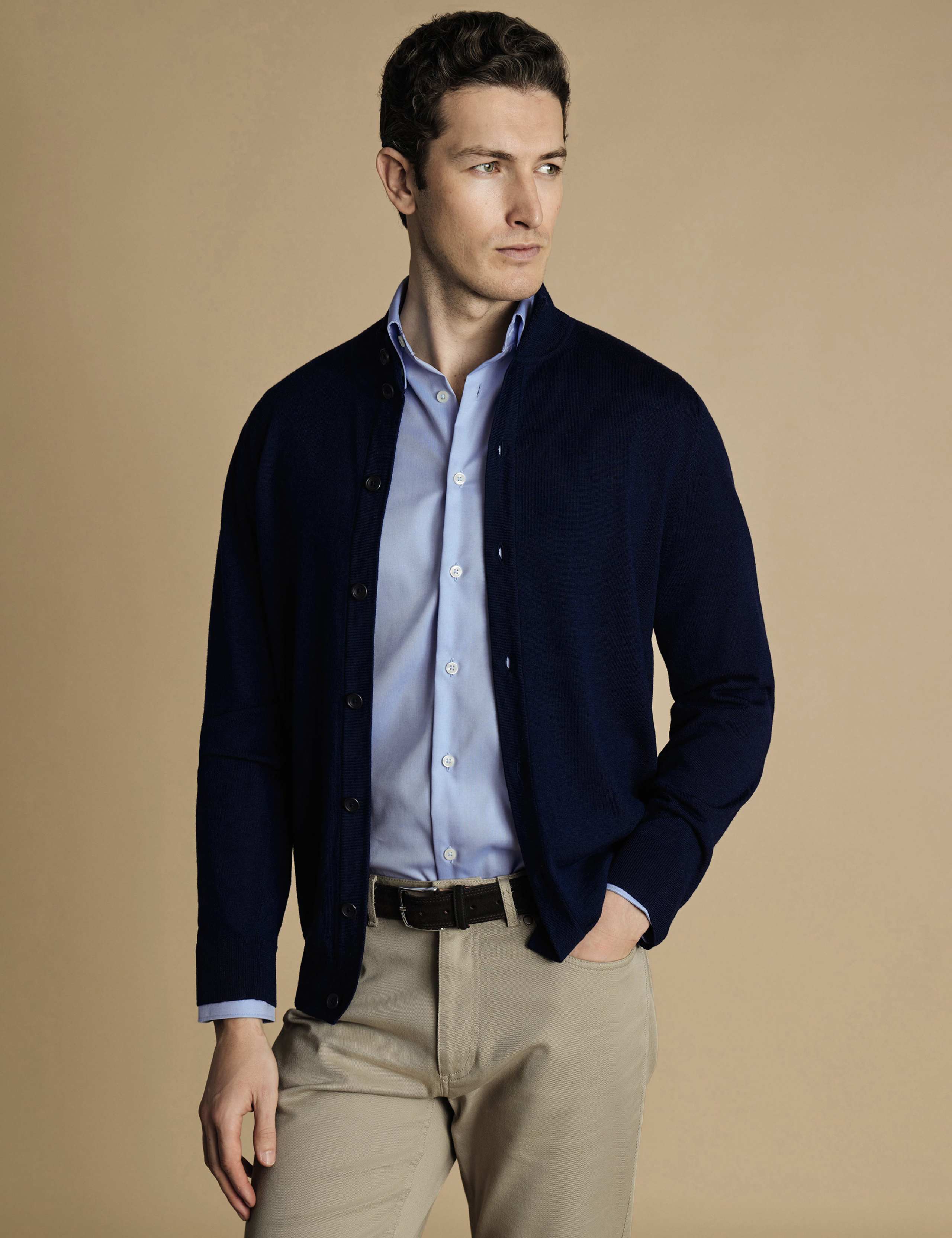Pure Wool Funnel Neck Cardigan