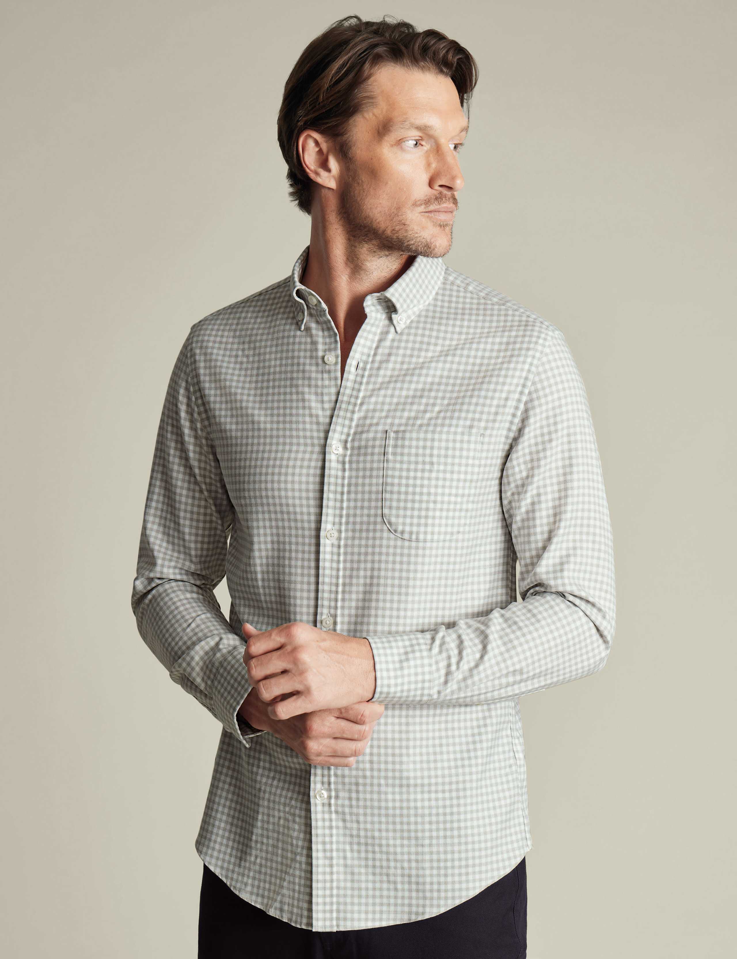 Slim Fit Non Iron Pure Cotton Gingham Shirt