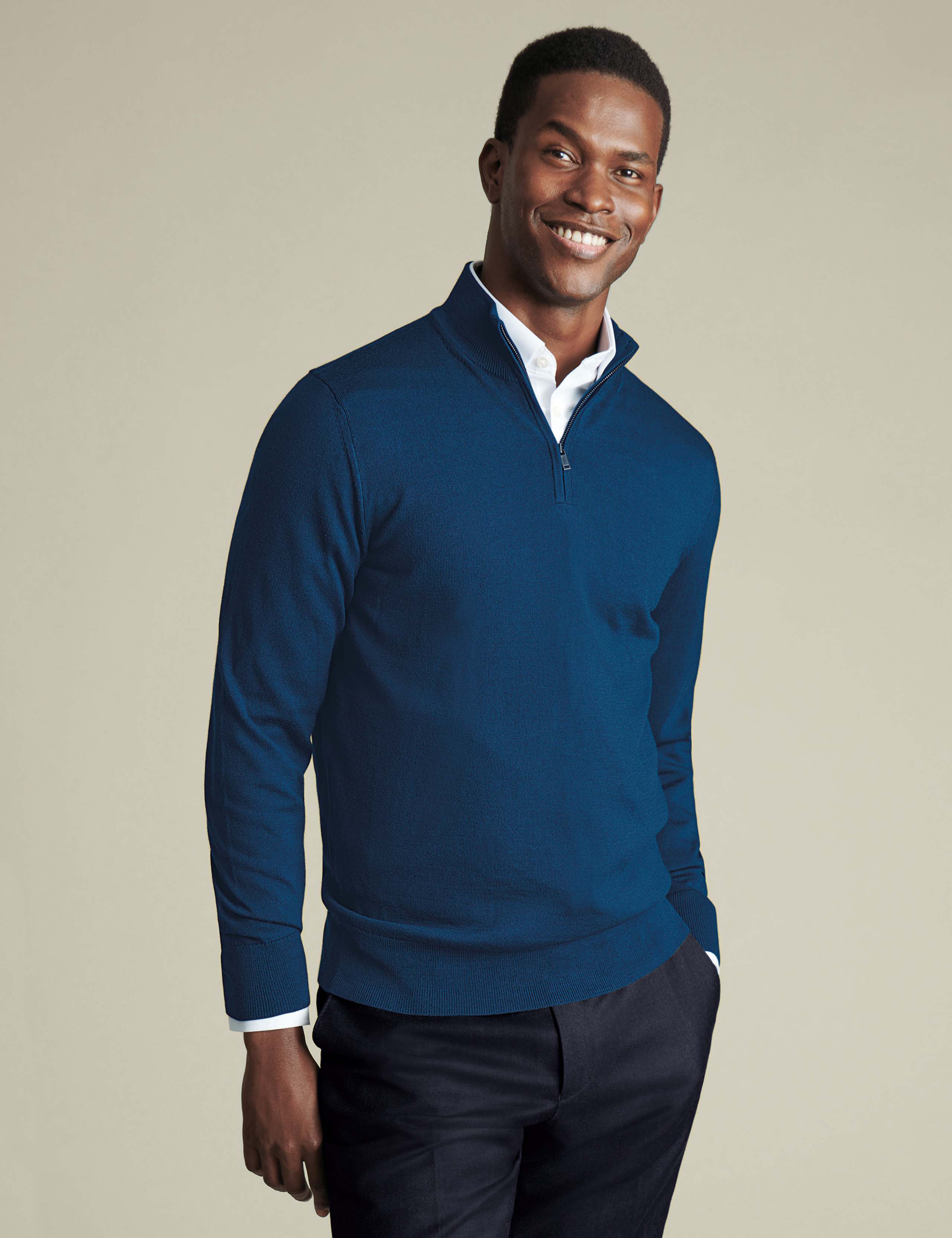 Pure Merino Wool Half Zip Jumper