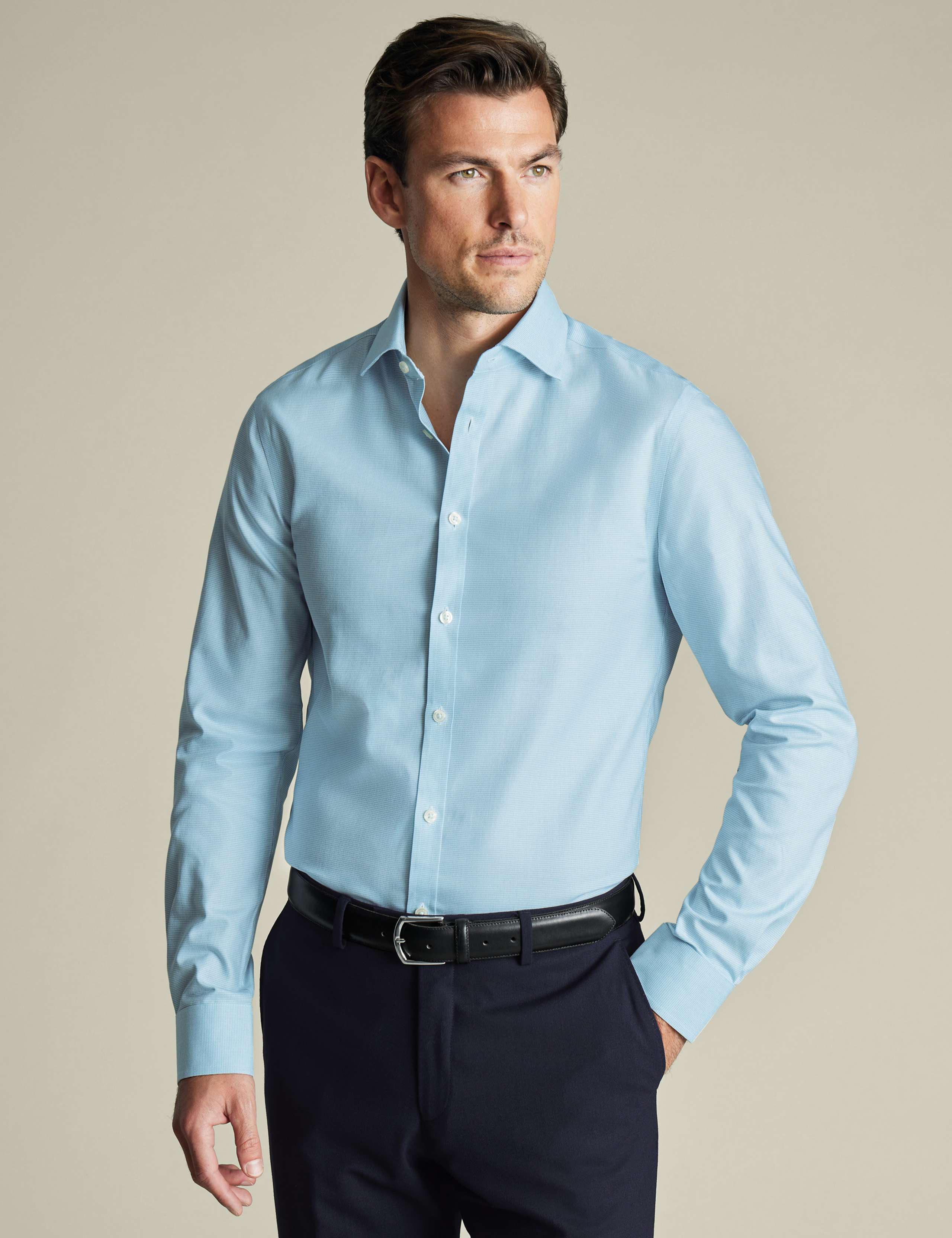 Slim Fit Easy Iron Pure Cotton Weave Shirt